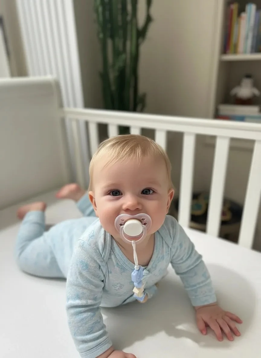 Renkli Klips Gökkuşağı Boncuk Emzik Askısı- Mavi