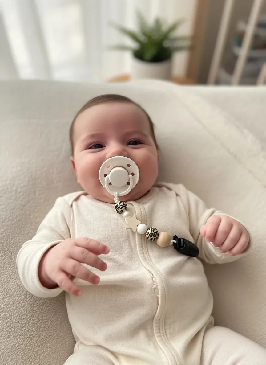 Leoparlı Klips Boncuk Emzik Askısı