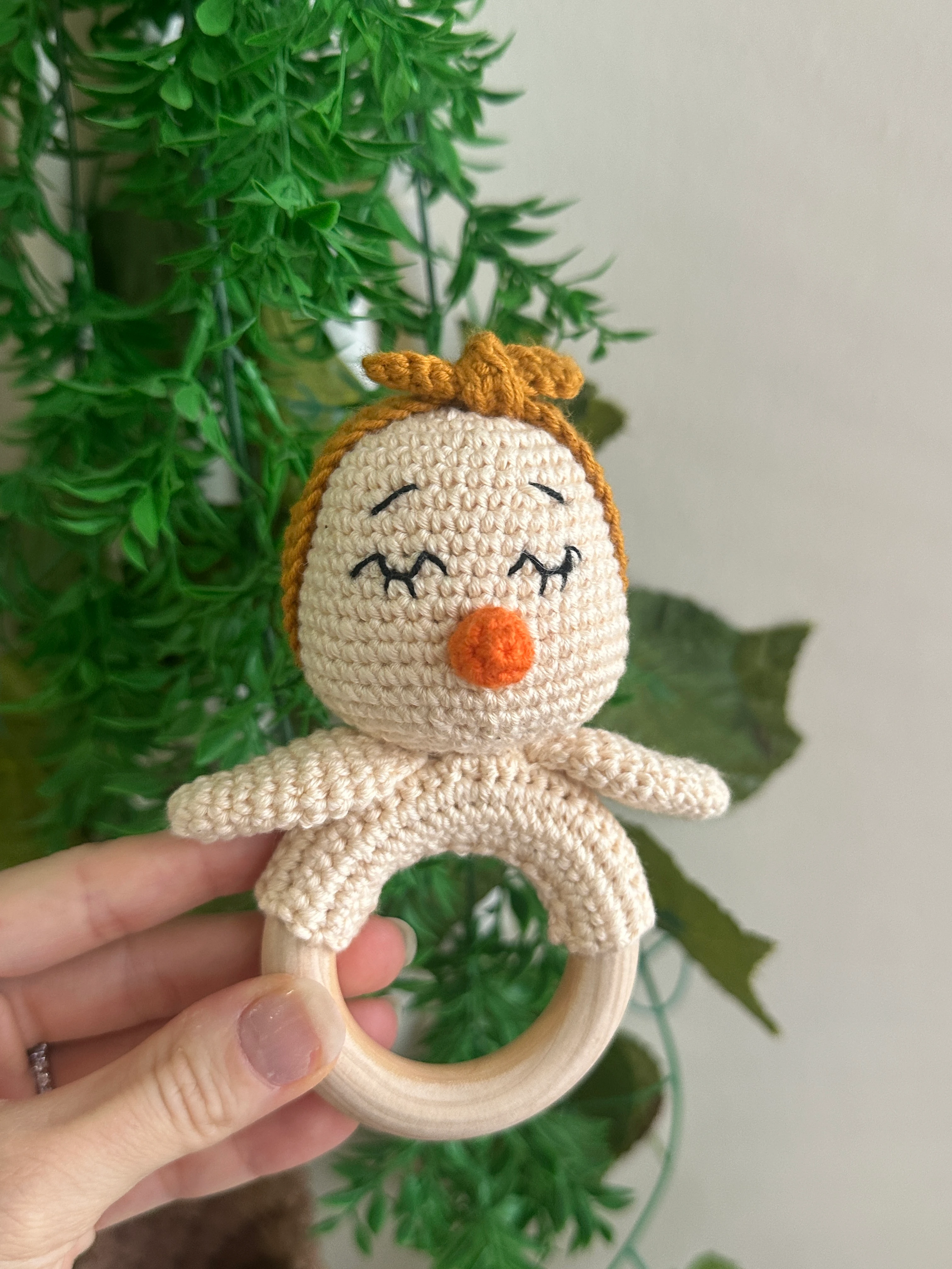 Kız Bebek Ördek Amigurumi El Örgüsü Çıngırak Oyuncak