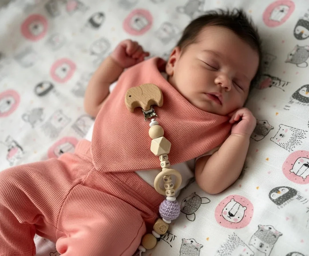 Somon Yenidoğan İlk Ay Seti – Fitilli Tayt, Fular, Emzik Askısı ve Desenli Müslin Örtü Takım