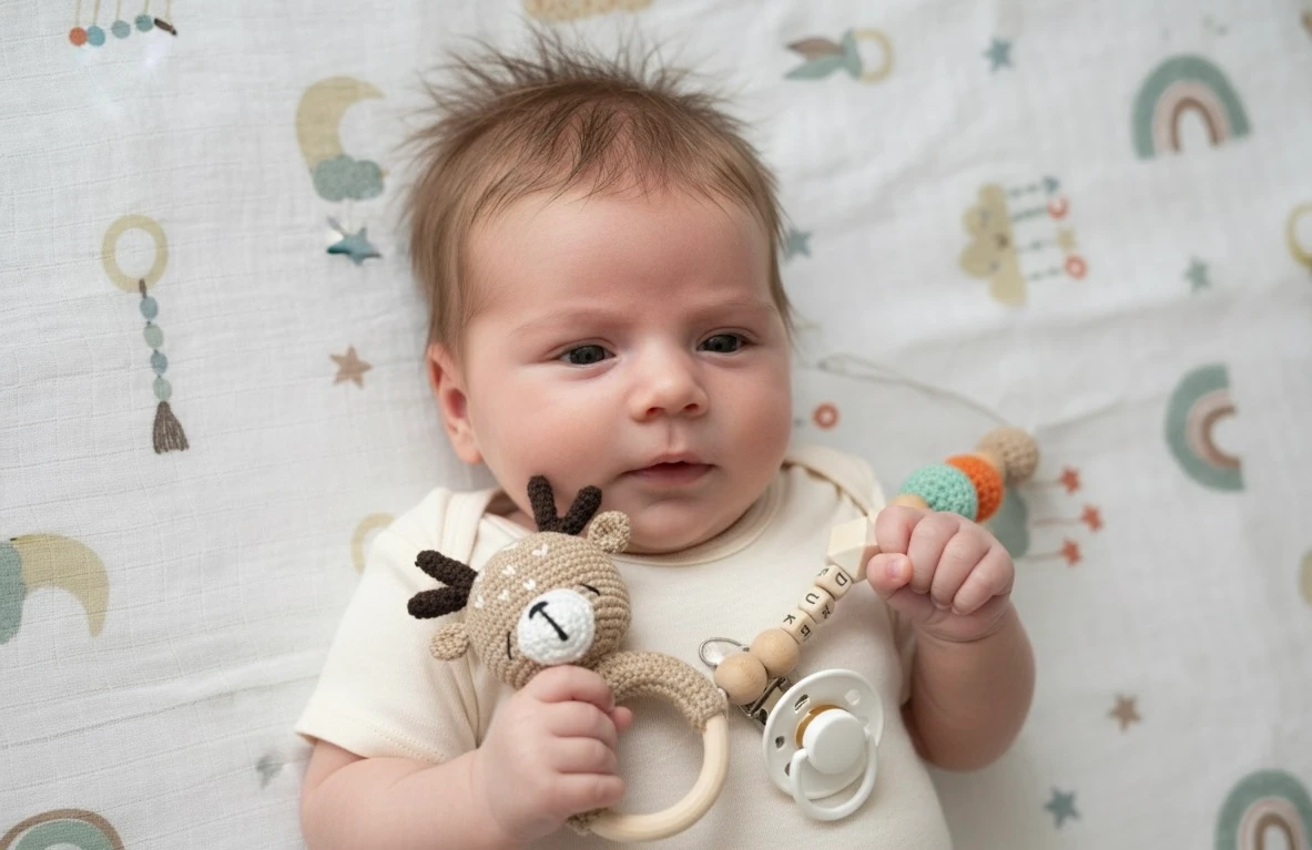 Geyikli Bebek Seti | Kişiye Özel İsimli Emzik Askılı Yenidoğan Hediye Set