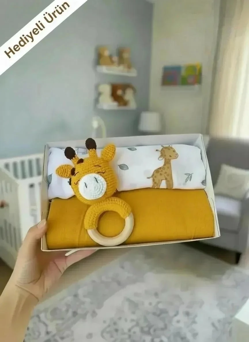Özel Seri: Müslin Örtü Çifti & Zürafa Amigurumi