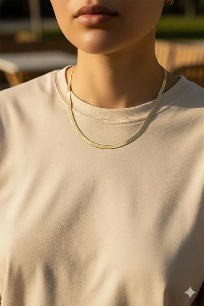 Yassı Balıksırtı Zincir Kolye - Altın Kaplama