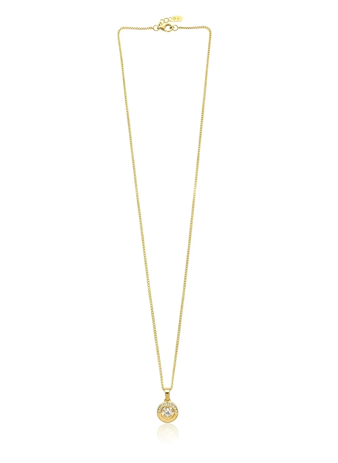 Yuvarlak Çerçeveli Tektaş Kolye - Altın Kaplama