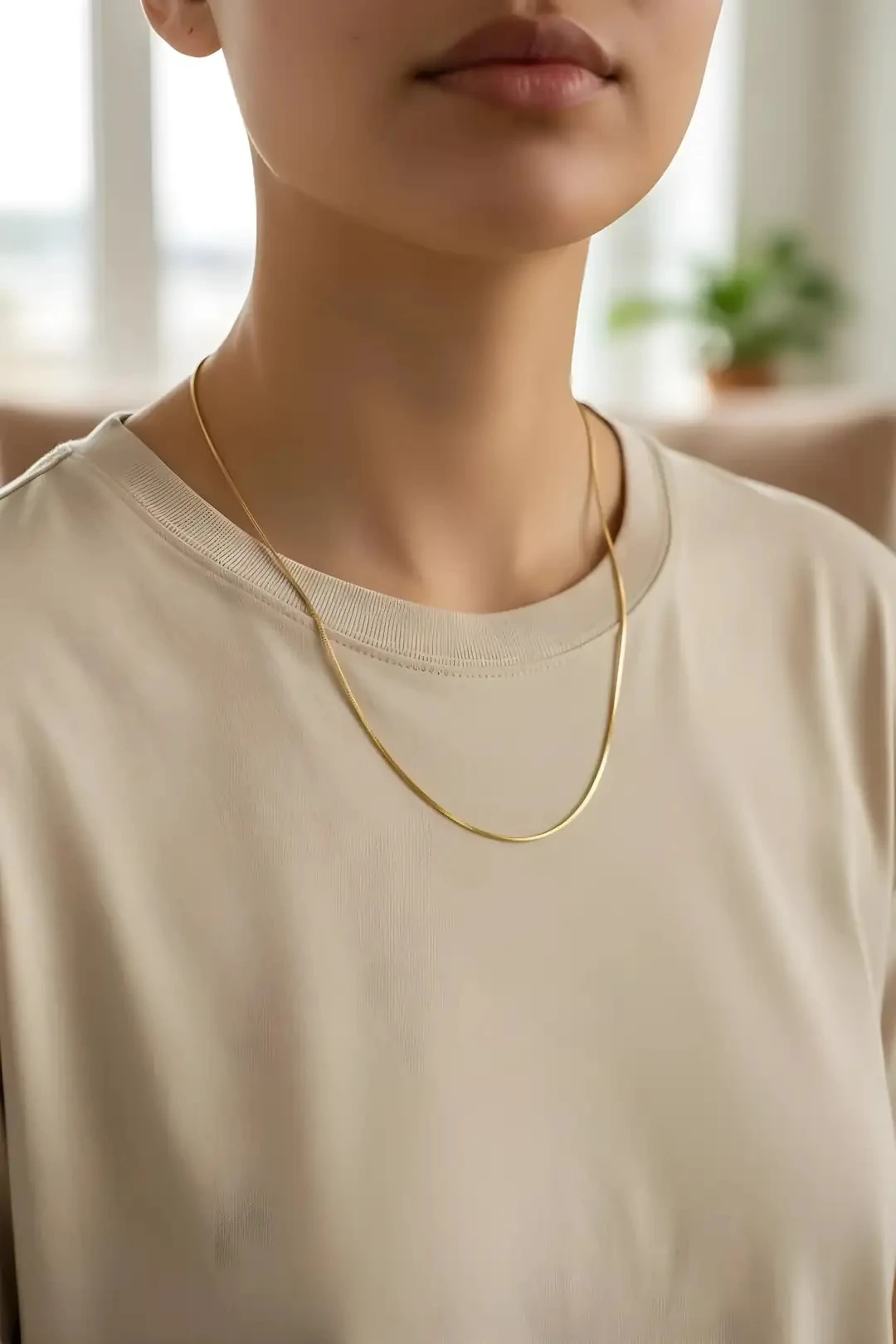 Düz Zincir Kolye - 14K Altın Kaplama