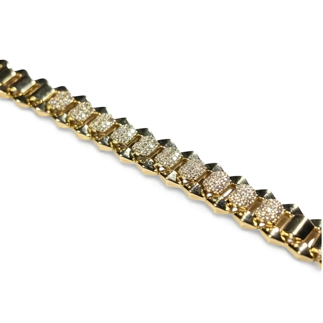 Taşlı Cuban Bileklik - Altın Kaplama