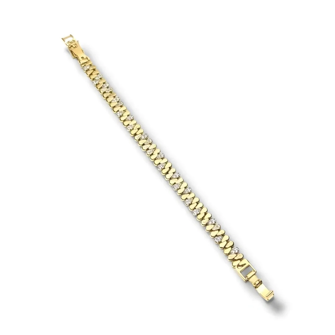 Taşlı Küpeli Bileklik - Altın Kaplama