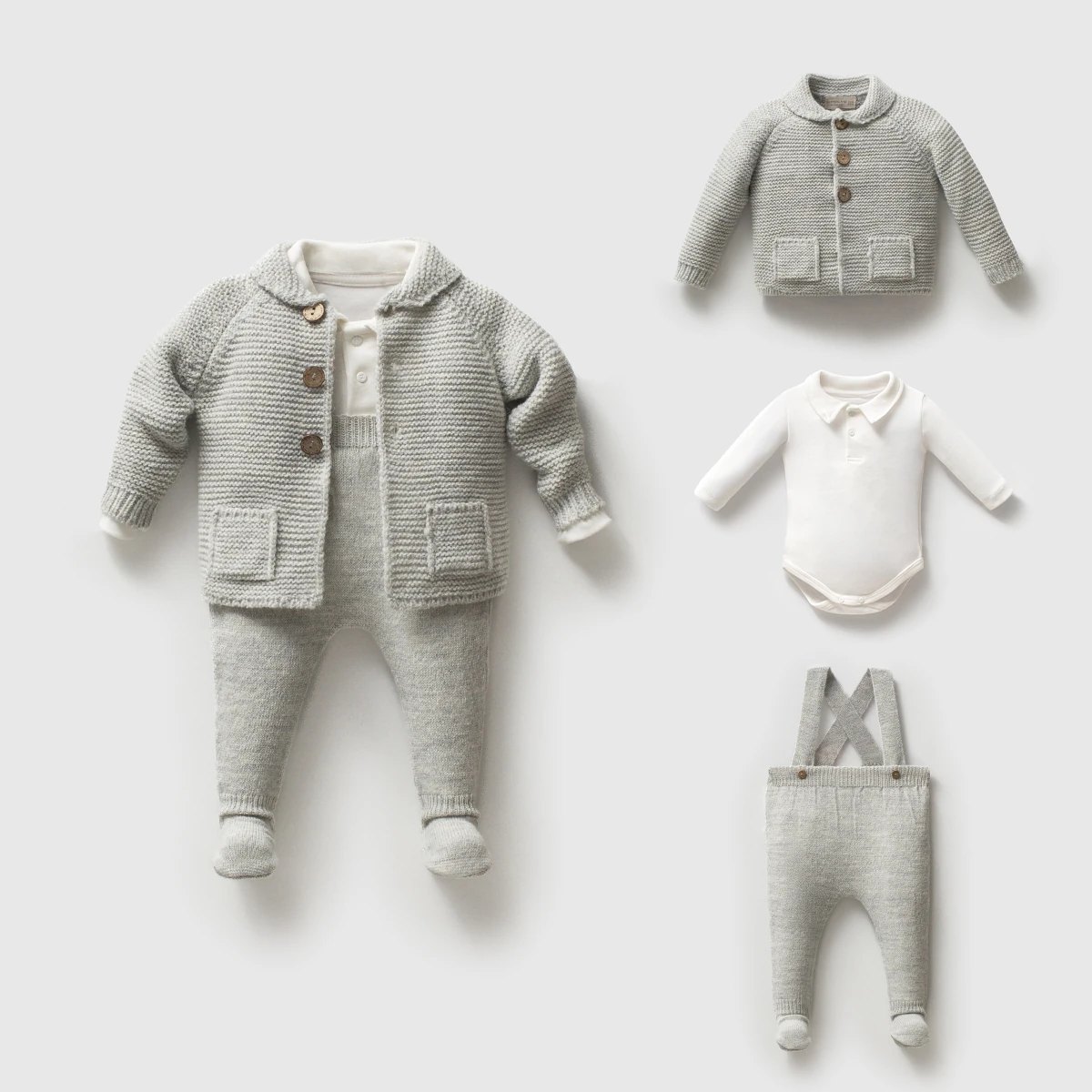 8363N-GRİ NİPPERLAND ERKEK 3-6-9-12 AY LİNKSLİ CEPLİ TAKIM