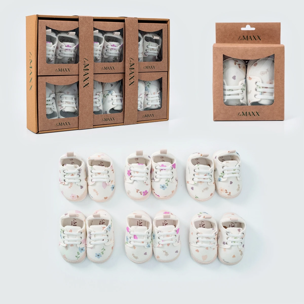 2003LV-RENKLİ LOVEMAXX KIZ 18-19 NU ÇİÇEK KALPLİ PATİK