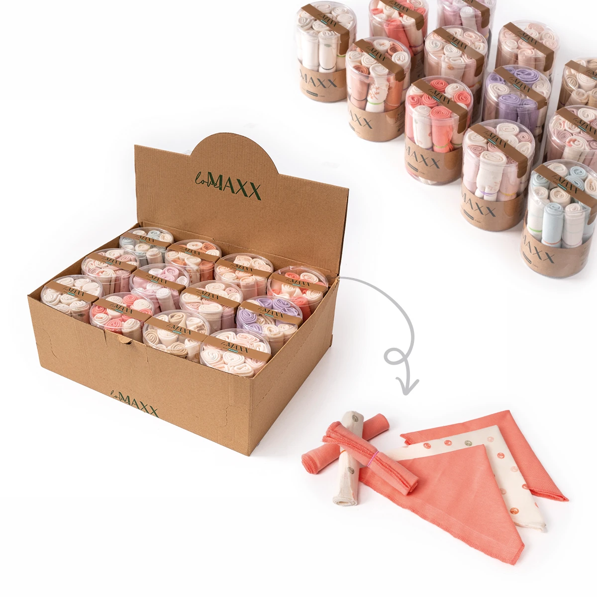 4940LV-RENKLİ LOVEMAXX KIZ 10LU MENDİL 12Lİ KUTU