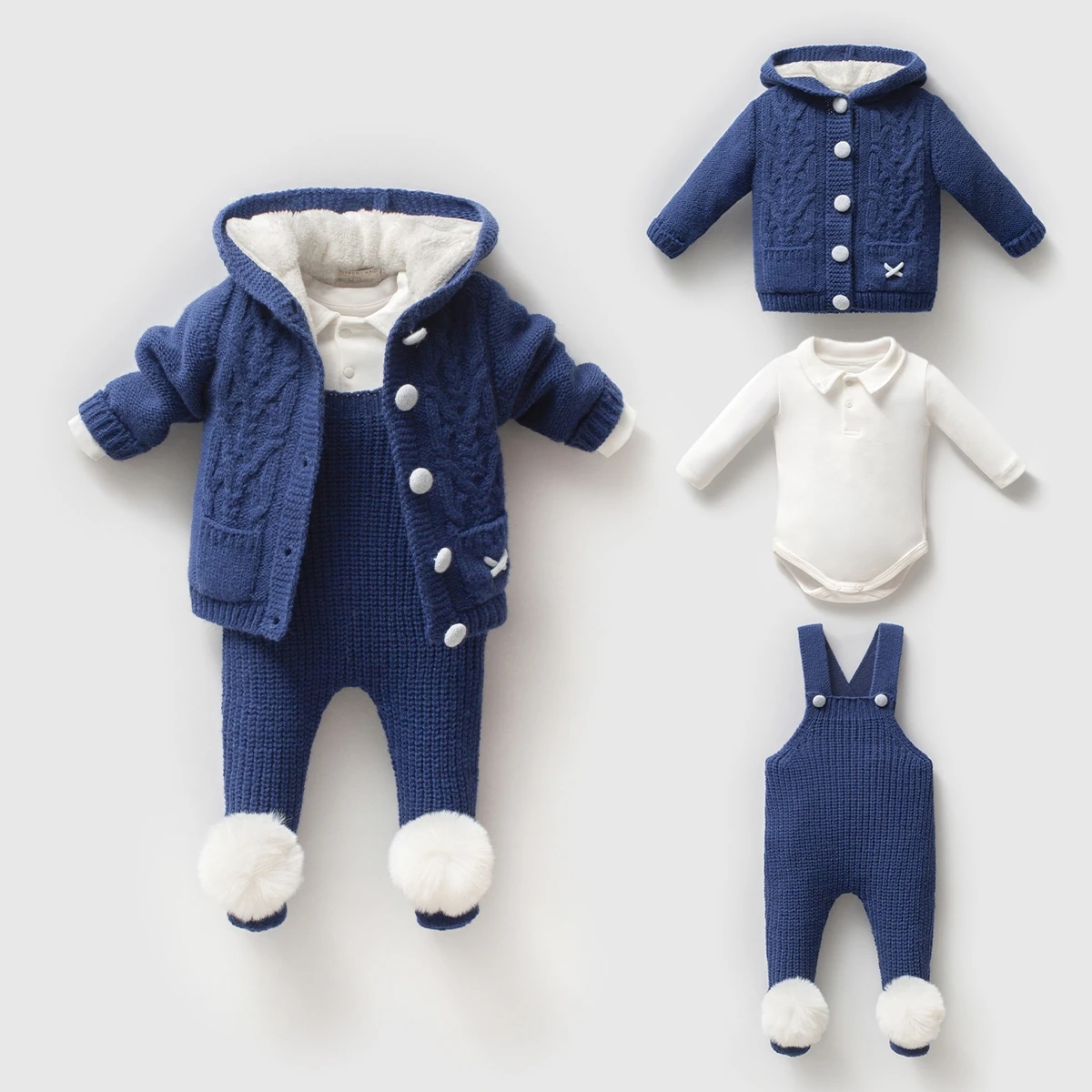 8353N-İNDİGO NİPPERLAND ERKEK 6-9-12-18 AY SALOPETLİ TAKIM