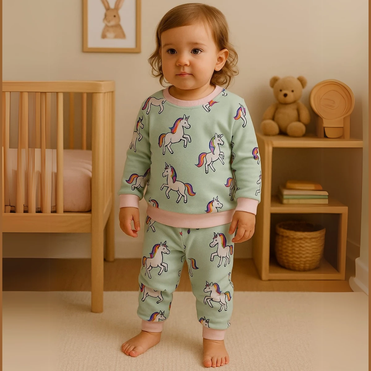 49201LV-MINT LOVEMAXX ПИЖАМНЫЙ КОМПЛЕКТ ДЛЯ ДЕВОЧЕК 2-3-4-5 ЛЕТ С ЕДИНОРОГОМ