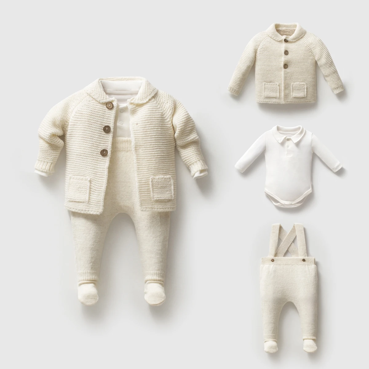 8363N-KREM NİPPERLAND ERKEK 3-6-9-12 AY LİNKSLİ CEPLİ TAKIM