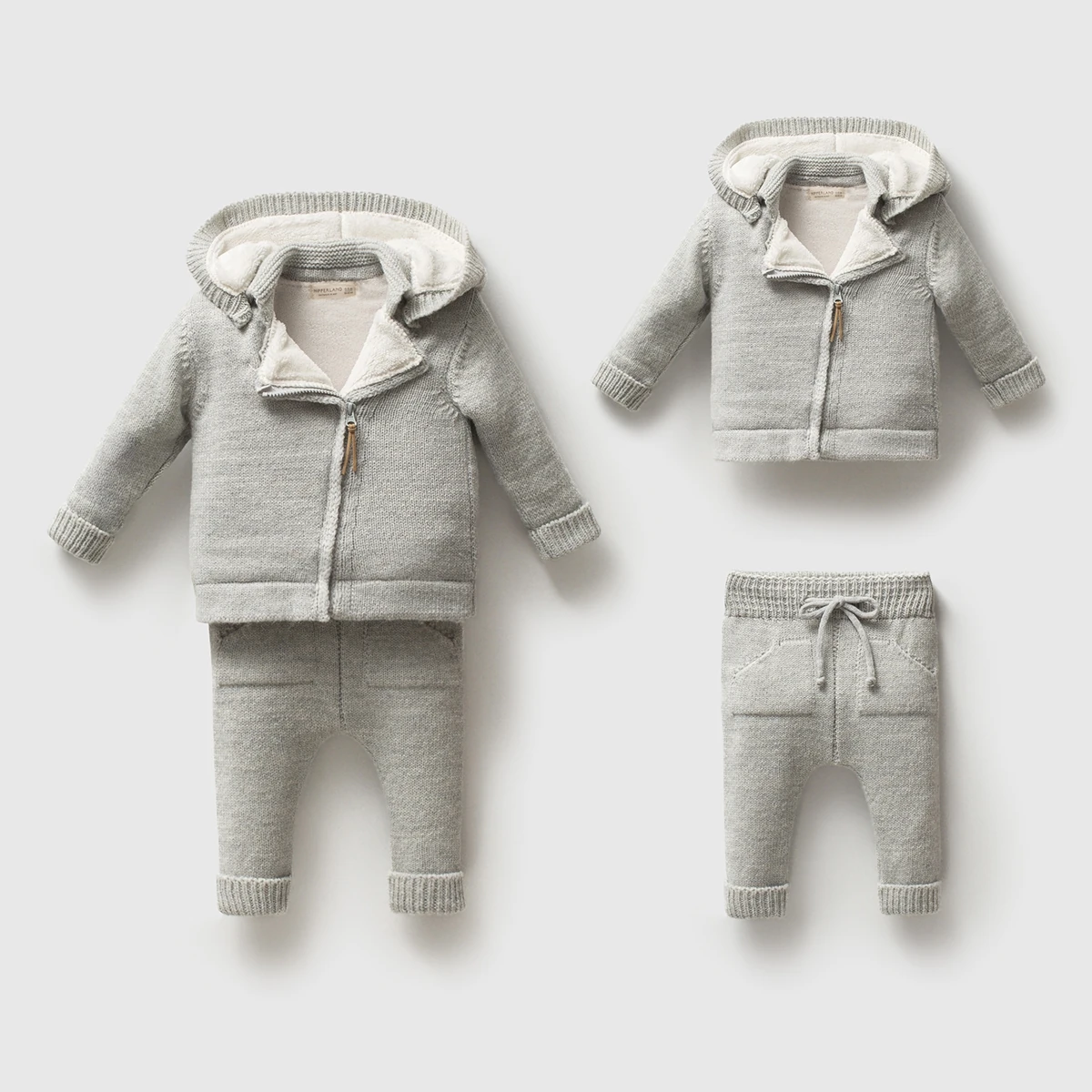 8349N-GRİ NİPPERLAND ERKEK 3-6-9-12 AY FERMUARLI 2Lİ TAKIM