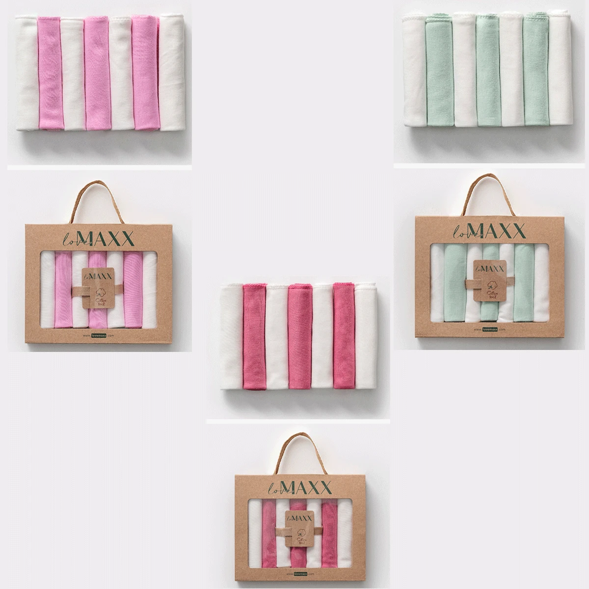 4852LV-ASORTİ LOVEMAXX UNISEX 22*23 CM KUTULU PENYE 7Lİ MENDİL