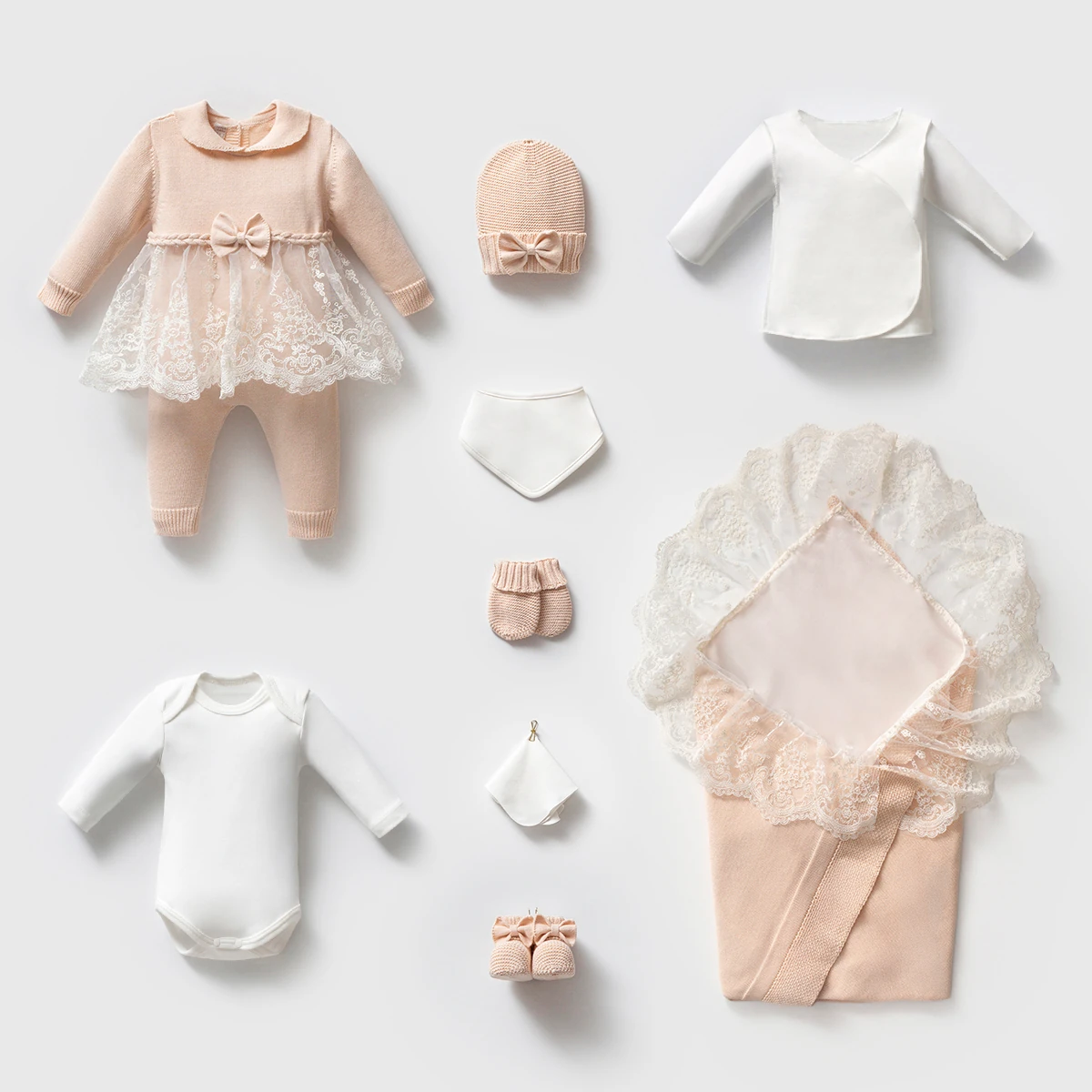 8342N-BEJ NİPPERLAND KIZ 0-3 AY DANTELLİ 10LU SET