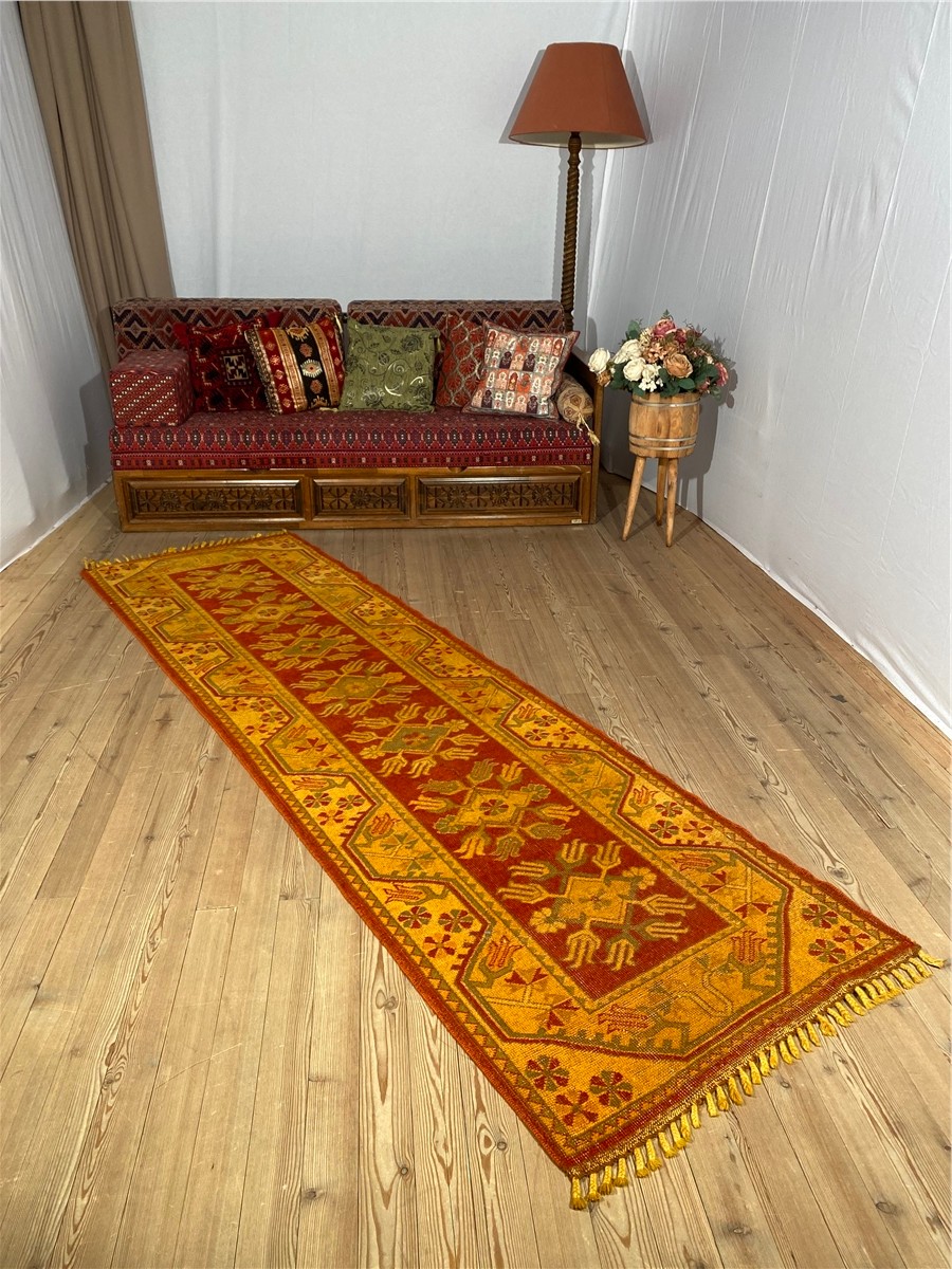 EL DOKUMA VİNTAGE HALI - 80 x 277