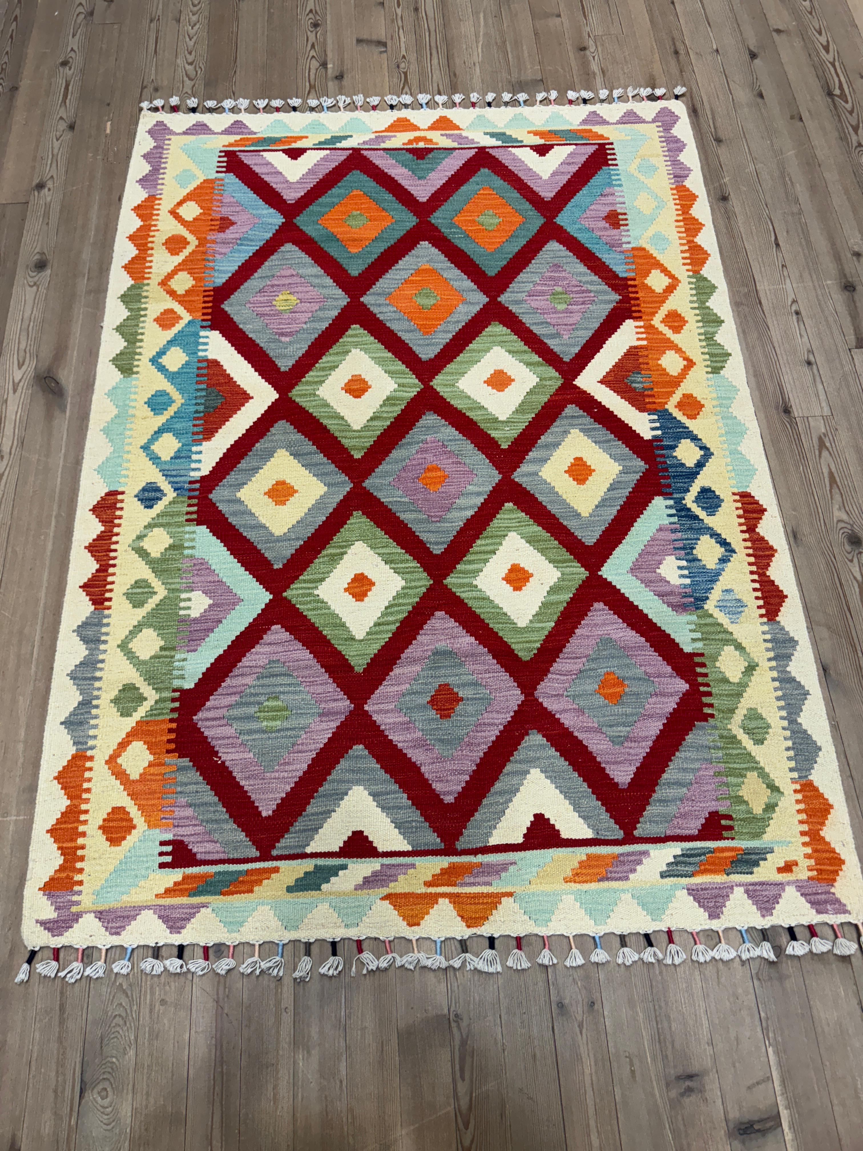 EL DOKUMA AFGAN KİLİM - 131 x 184