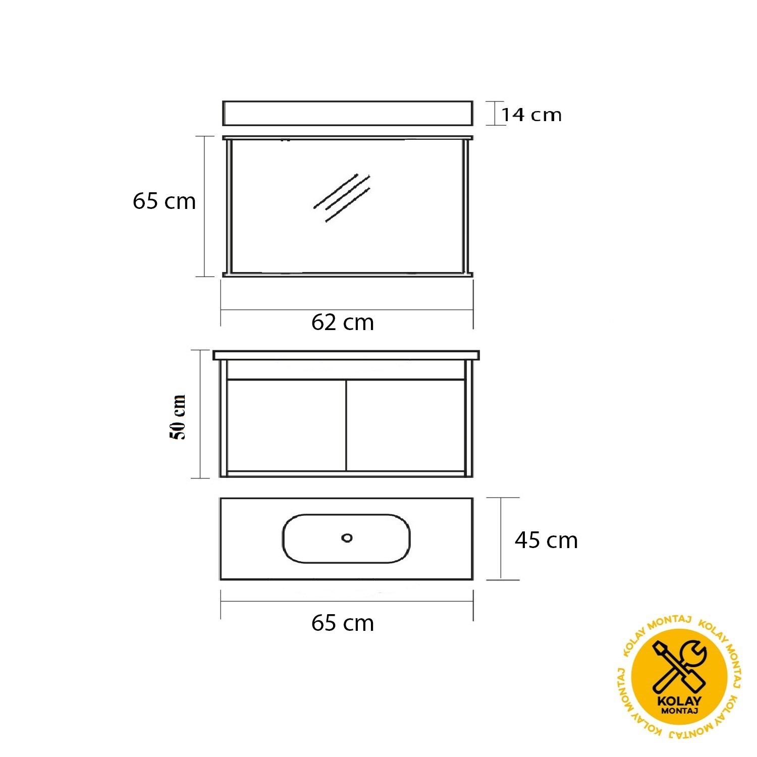 Nova Banyo Dolabı Takımı  65 Cm , BE325