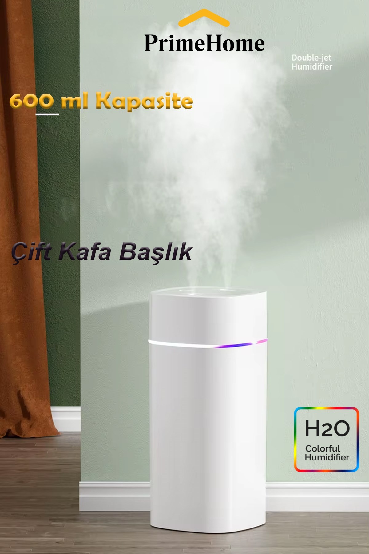 H2o Nemlendirici Buhar Makinası 600 Ml Hava Ultrasonik Çift Başlık