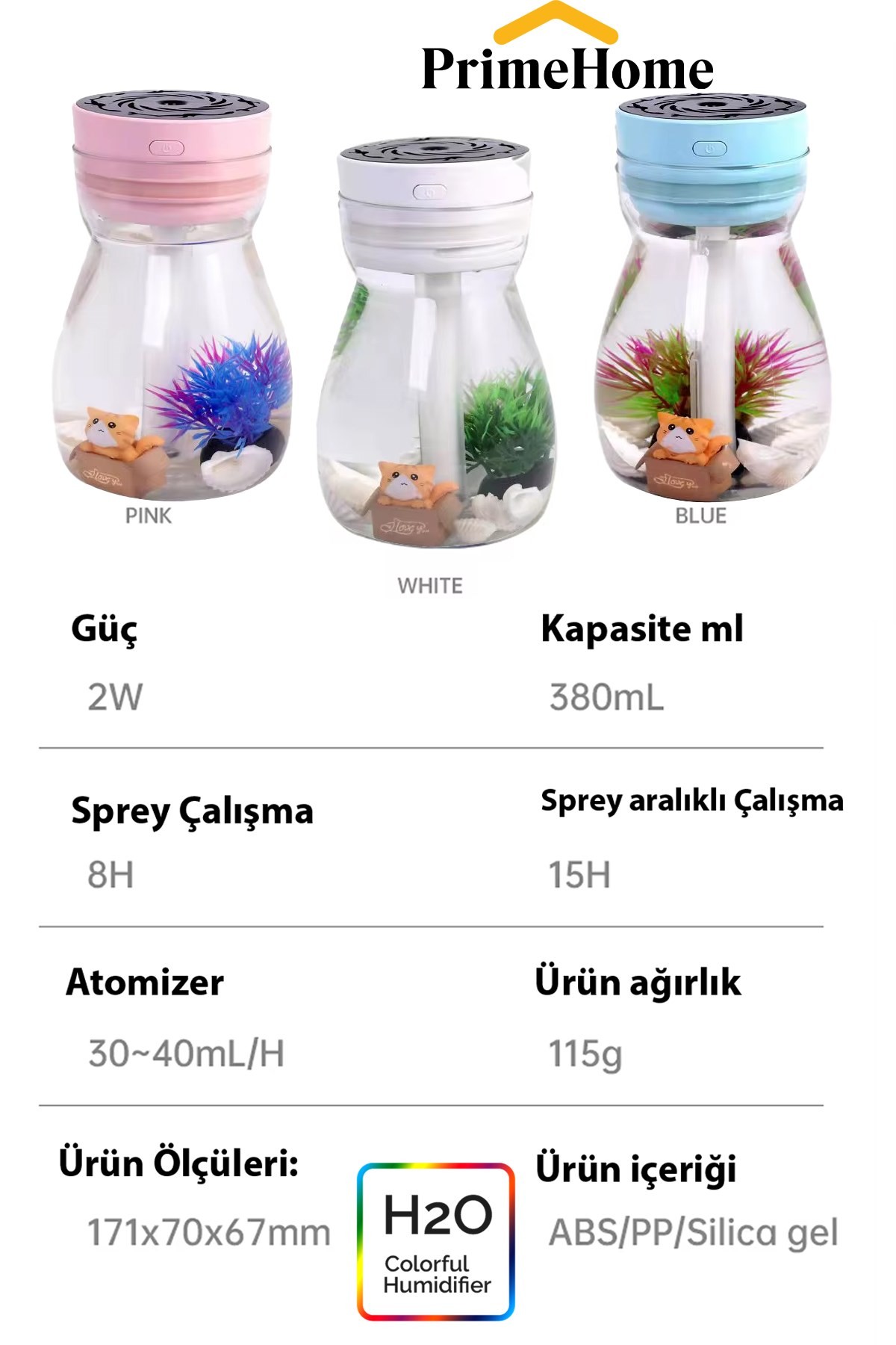 H2o Kedi Nemlendirici Buhar Makinası 380 Ml hava Ultrasonik Deniz Kabuğu