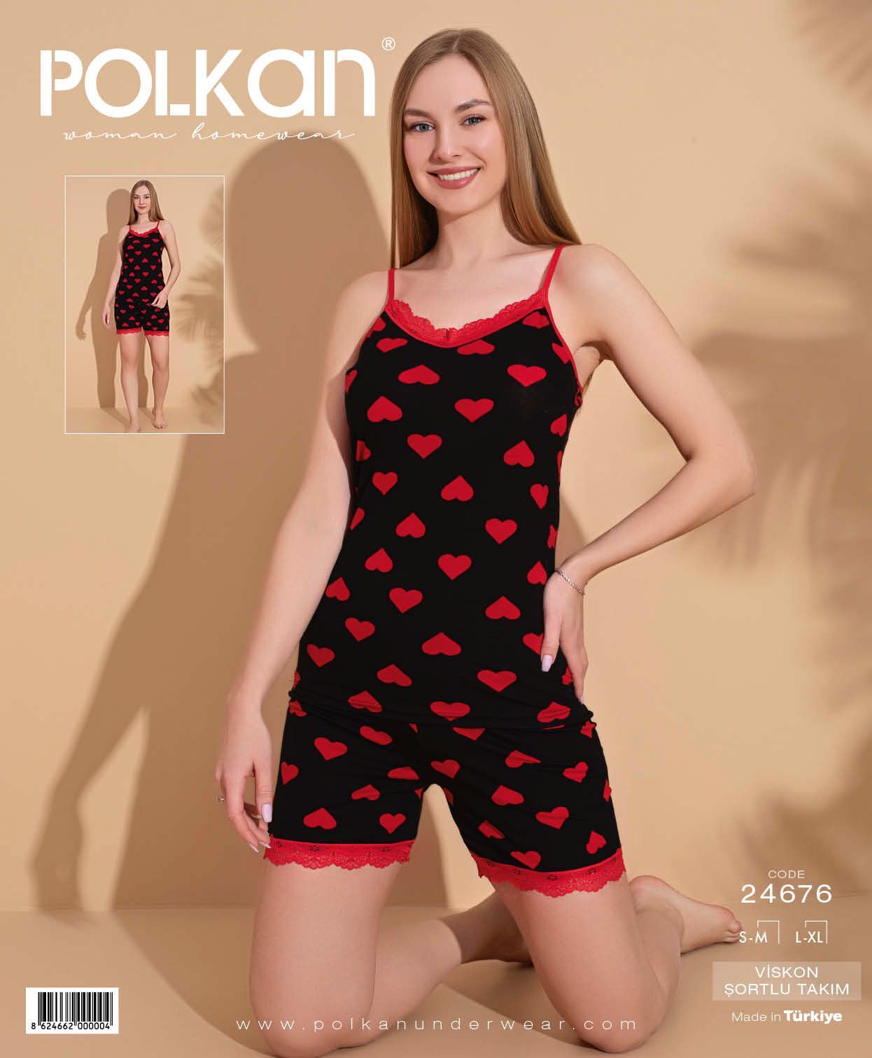 Polkan Polkan 24676 Beden (SM-LXL) Viskon Bayan Şortlu Takım 6'lı