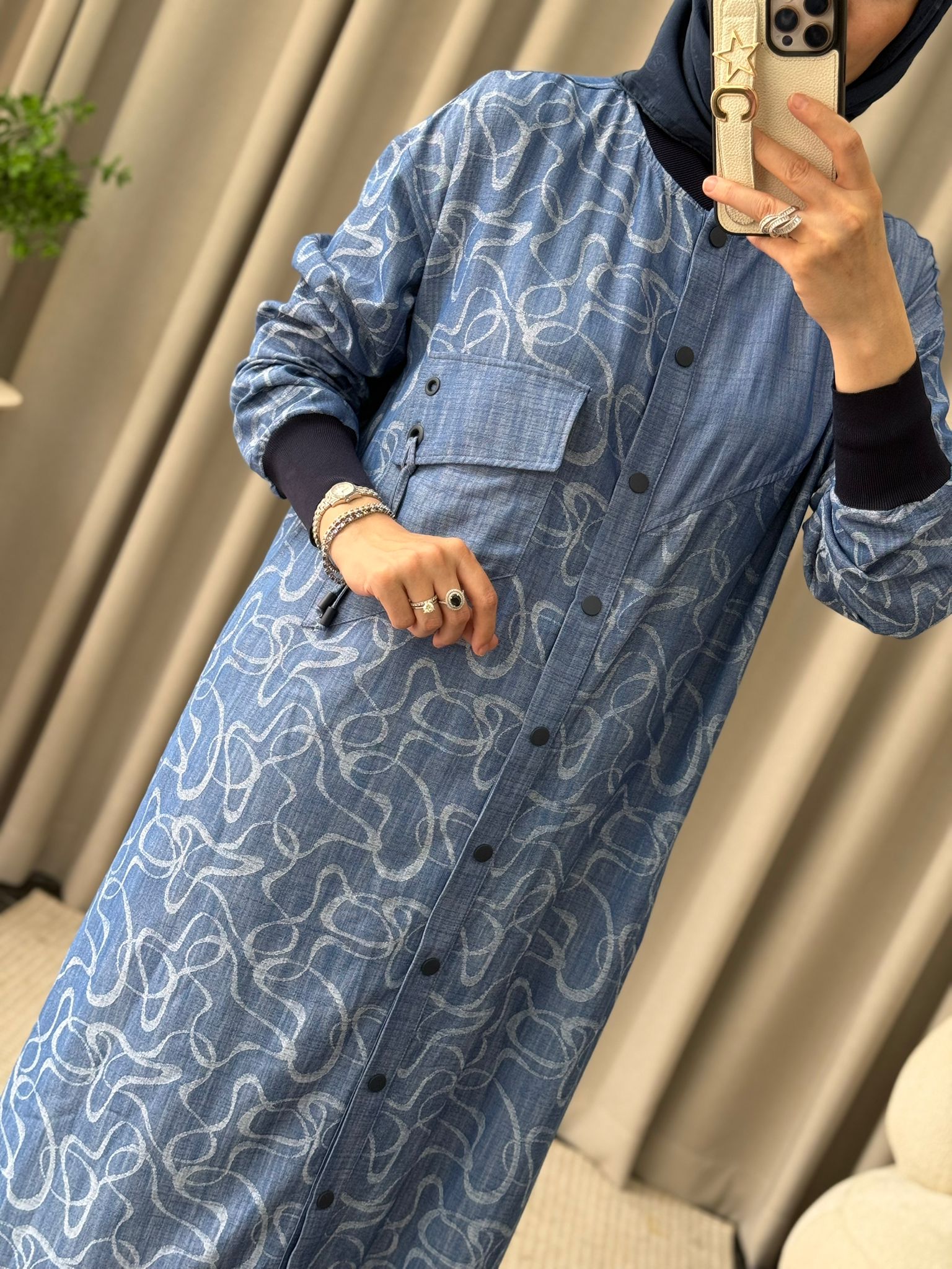 Tığ Triko Desenli Kap - İndigo