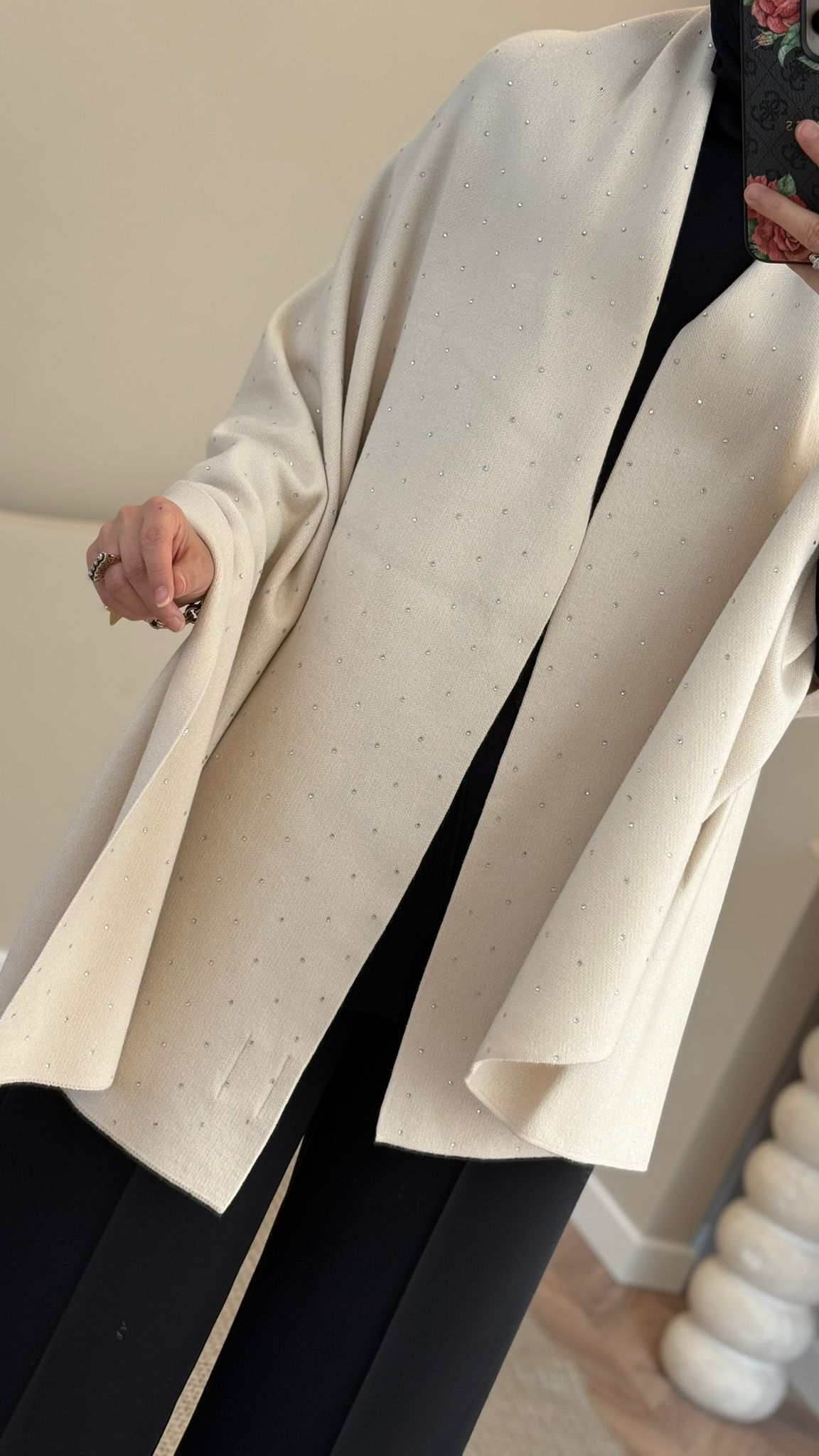 Mutlu Ertan Taş Baskılı Şal - Bej