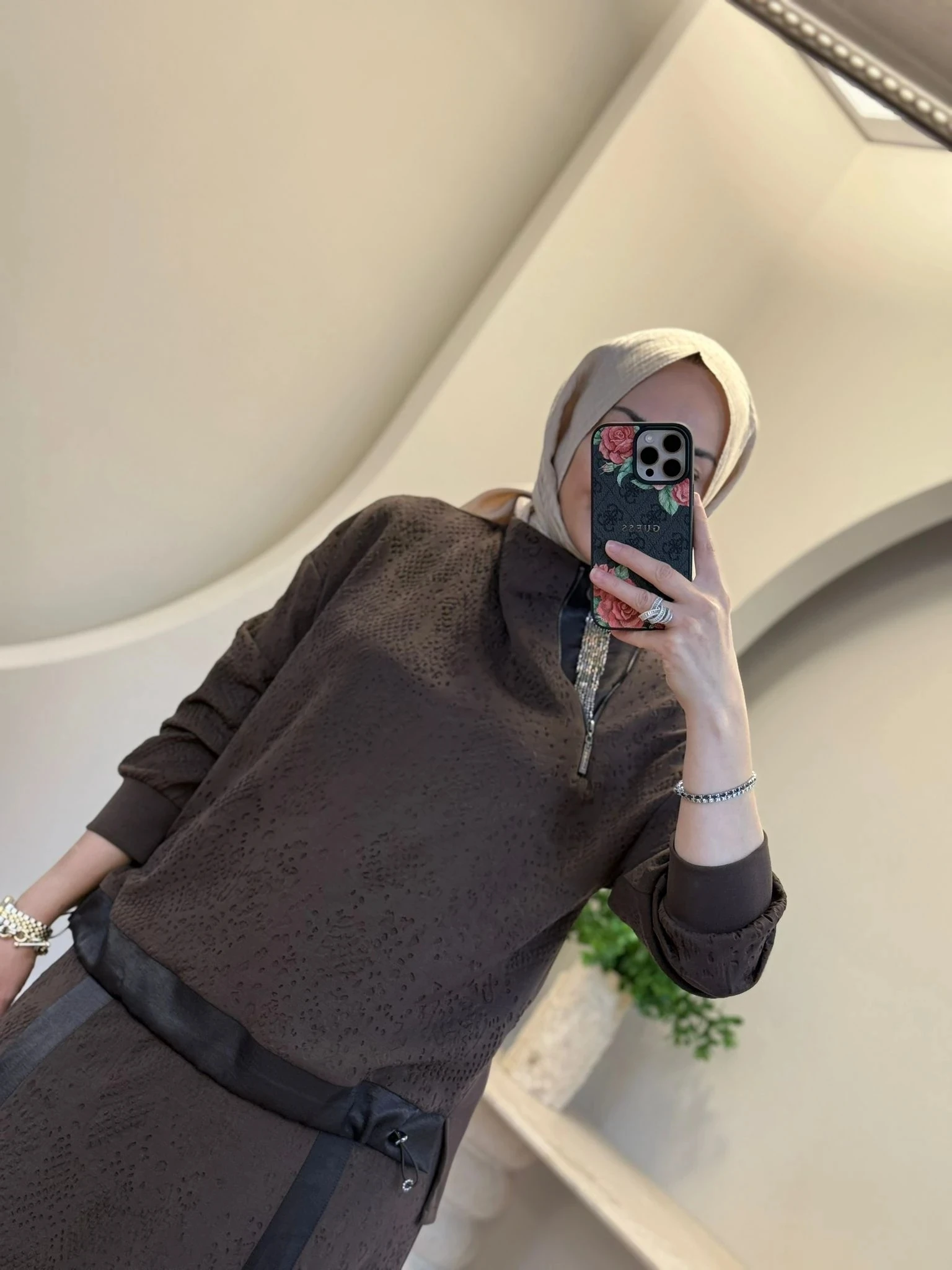 Lissmore Kabartma Desen Takım - Kahverengi