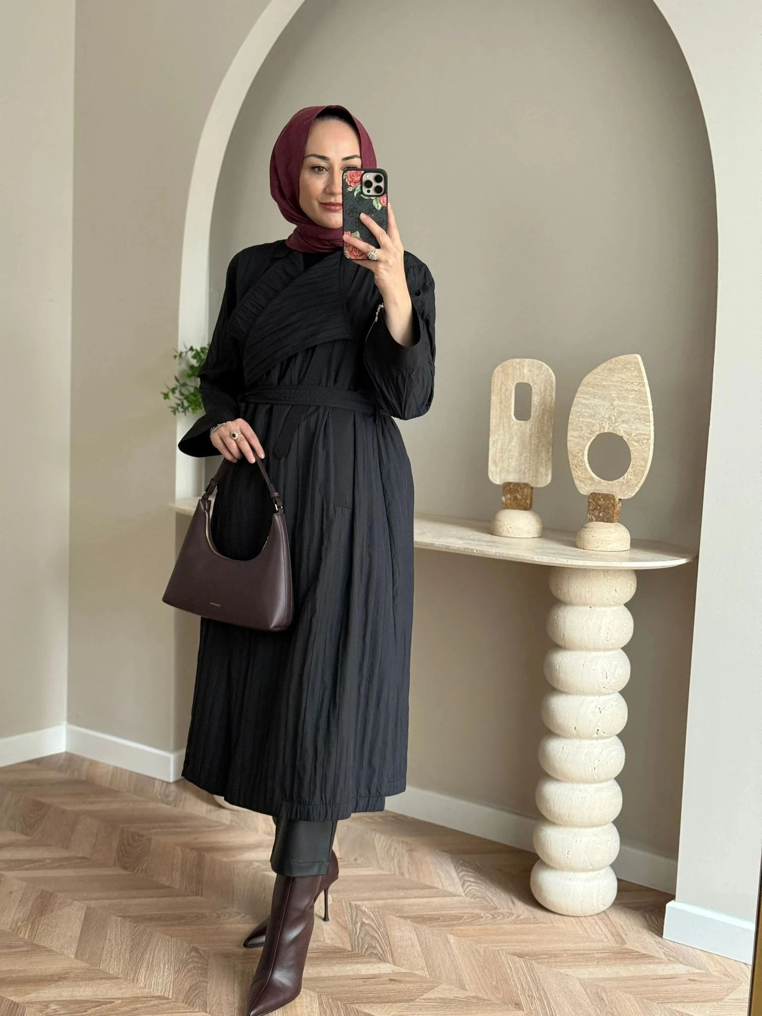 Ghisa Kol Fermuar Detaylı Kap - Siyah