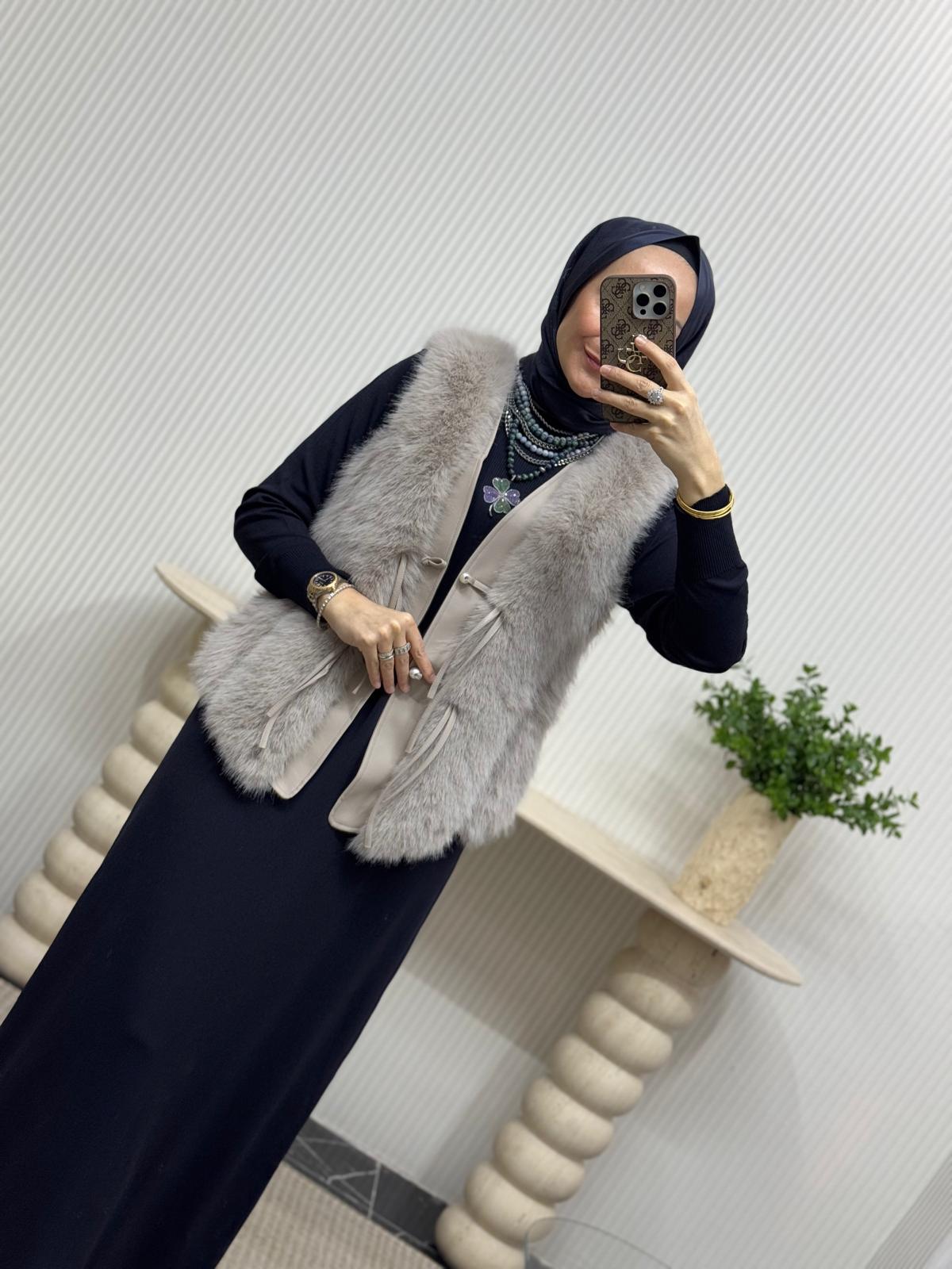 İthal Kürk Yelek  - Taş