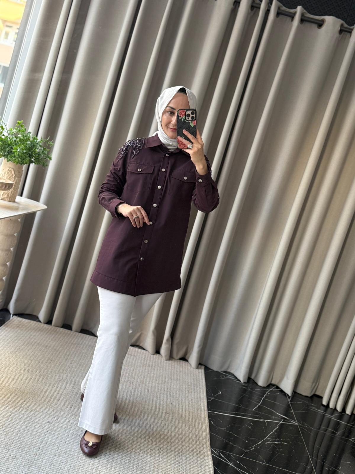 Fuat Gürşen Omuz Detay Kap  - Mürdüm