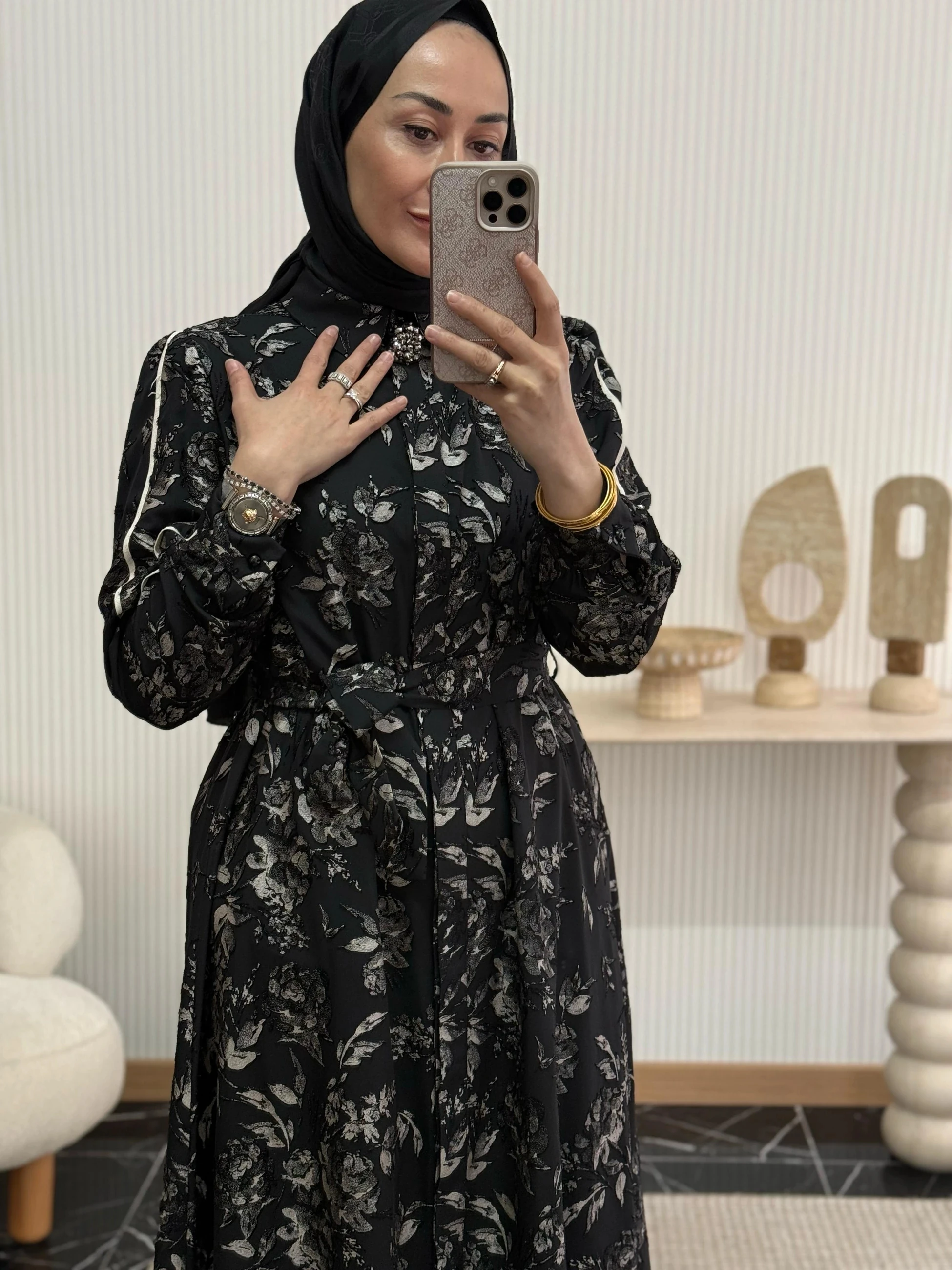 Otto Jakar Şifon Desenli Elbise