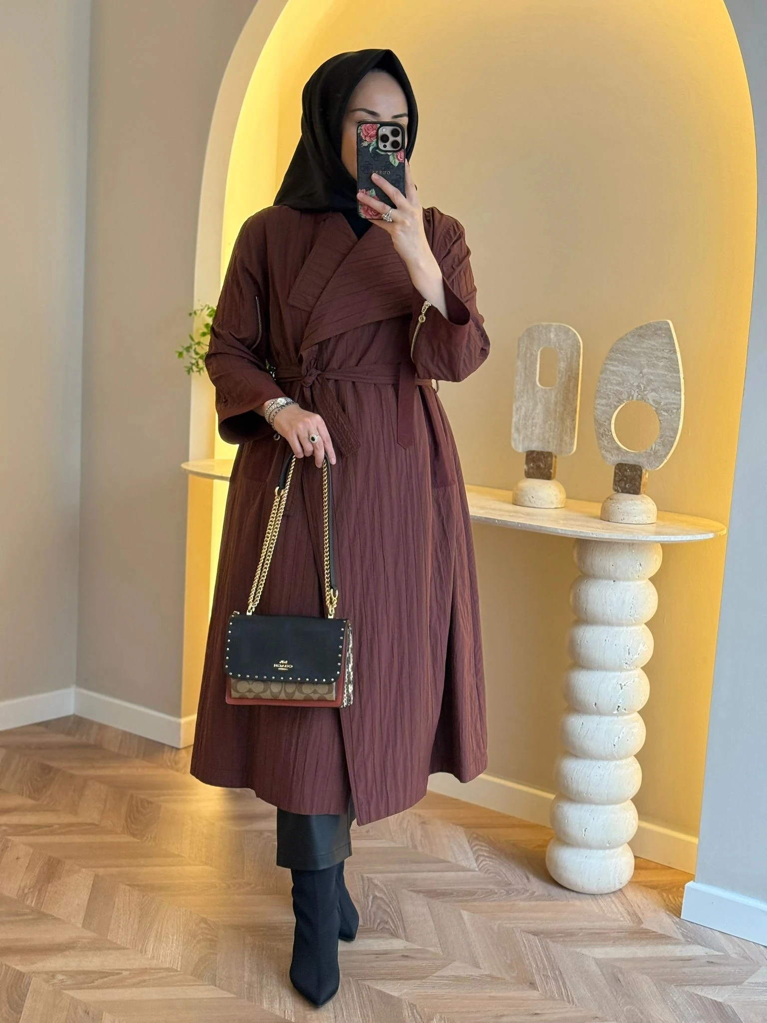 Ghisa Kol Fermuar Detaylı Kap - Taba