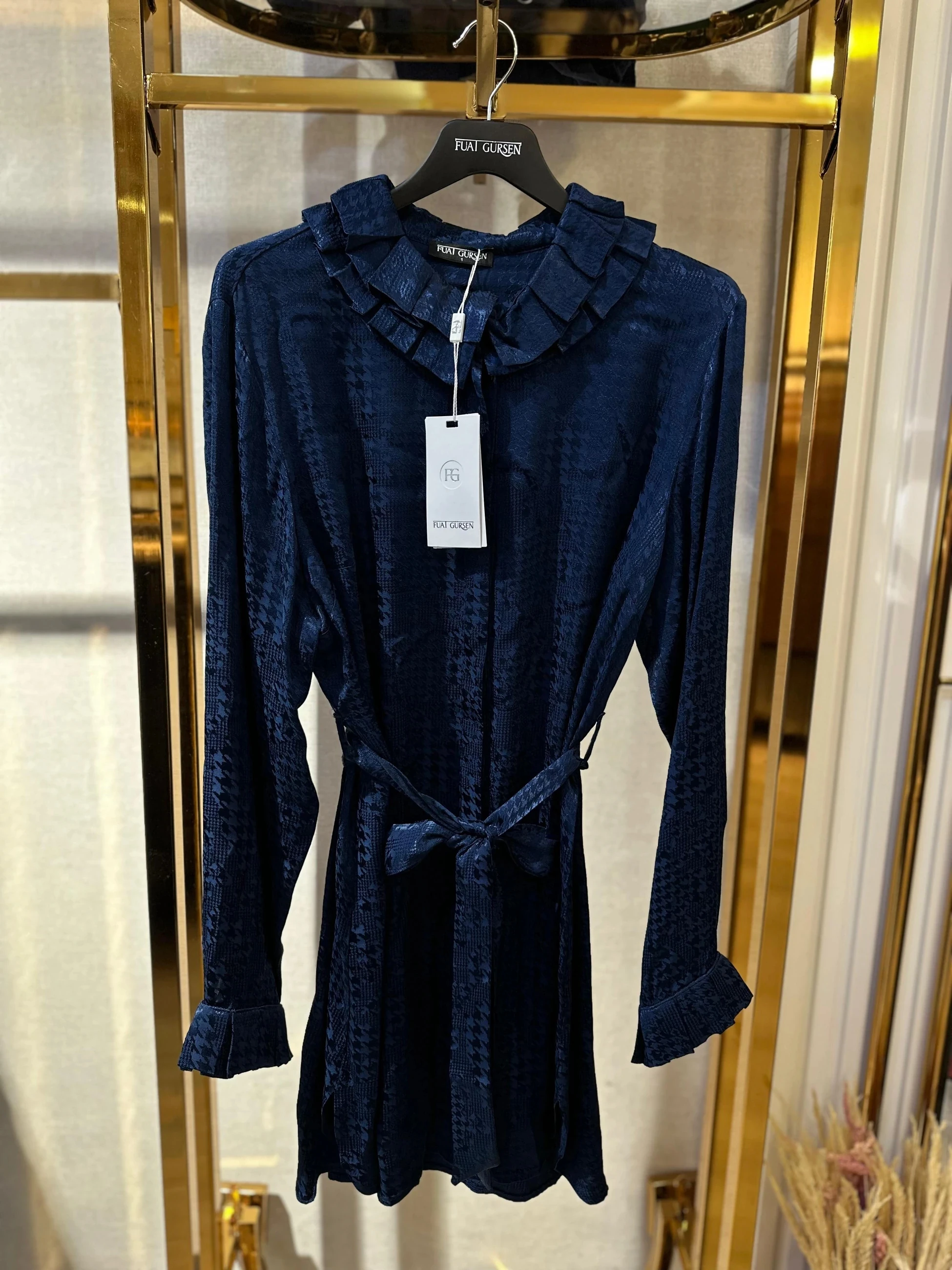 Fuat Gürşen Kazayağı Desen Tunik - Lacivert