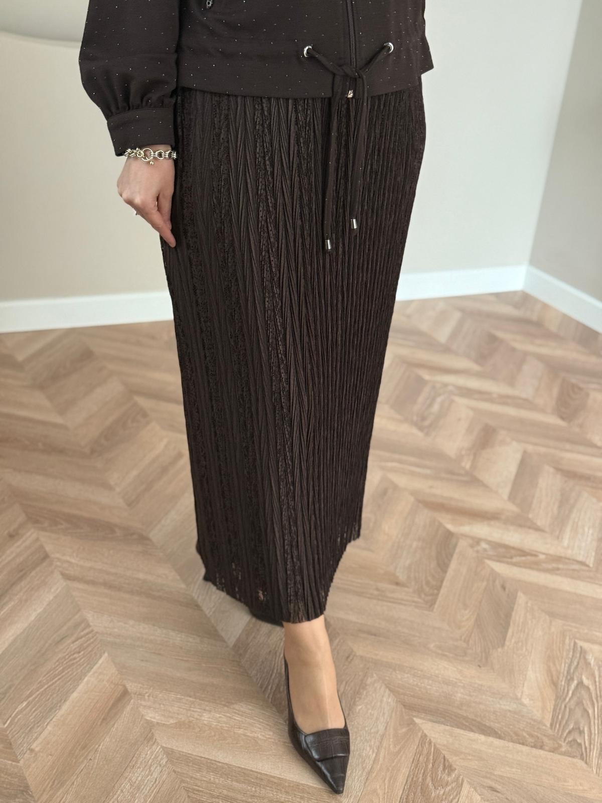 Otto Taşlı Etekli Takım- Kahve