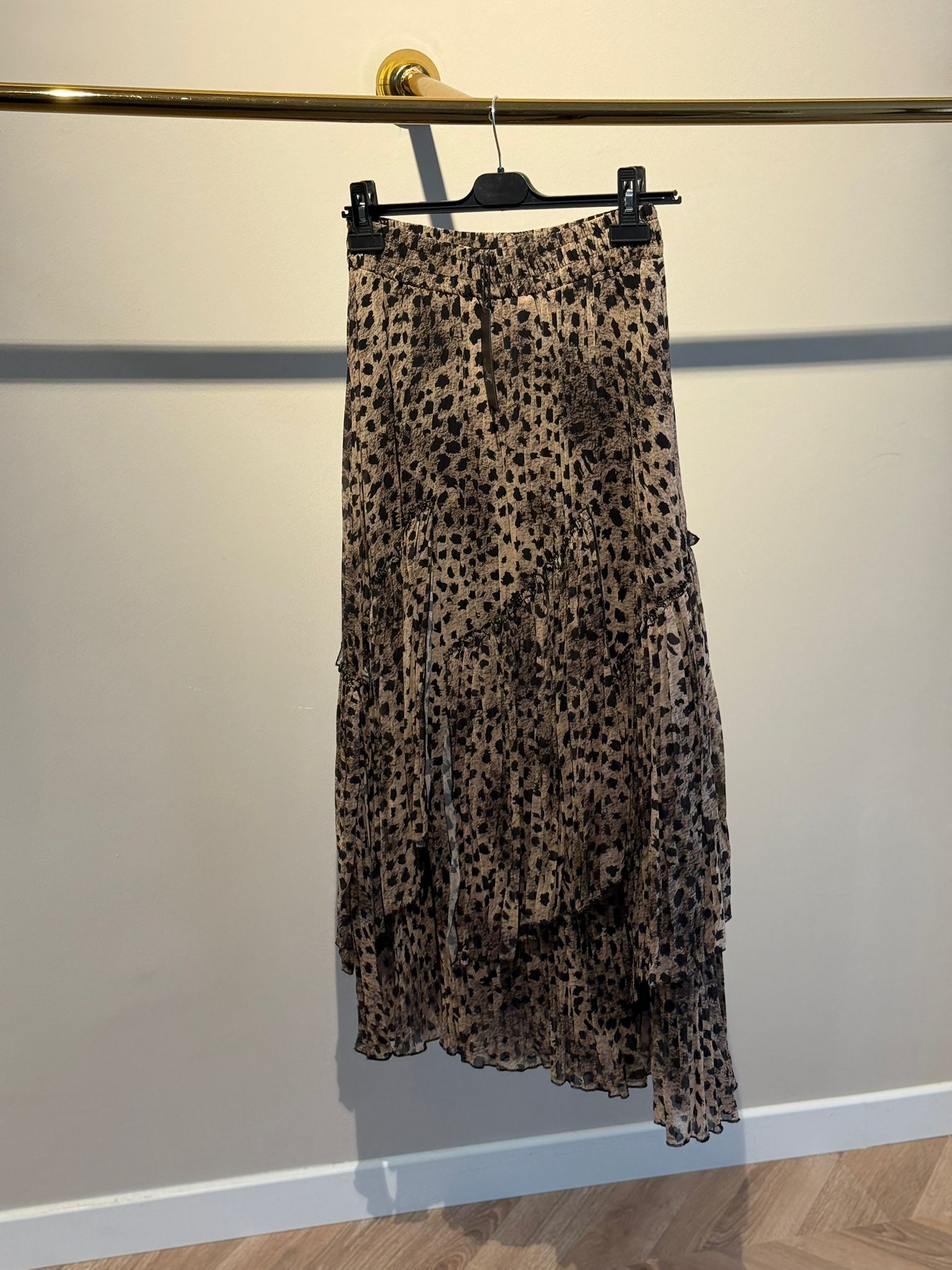 Sentez Viola Kırıştırma Etek Leopar Siyah