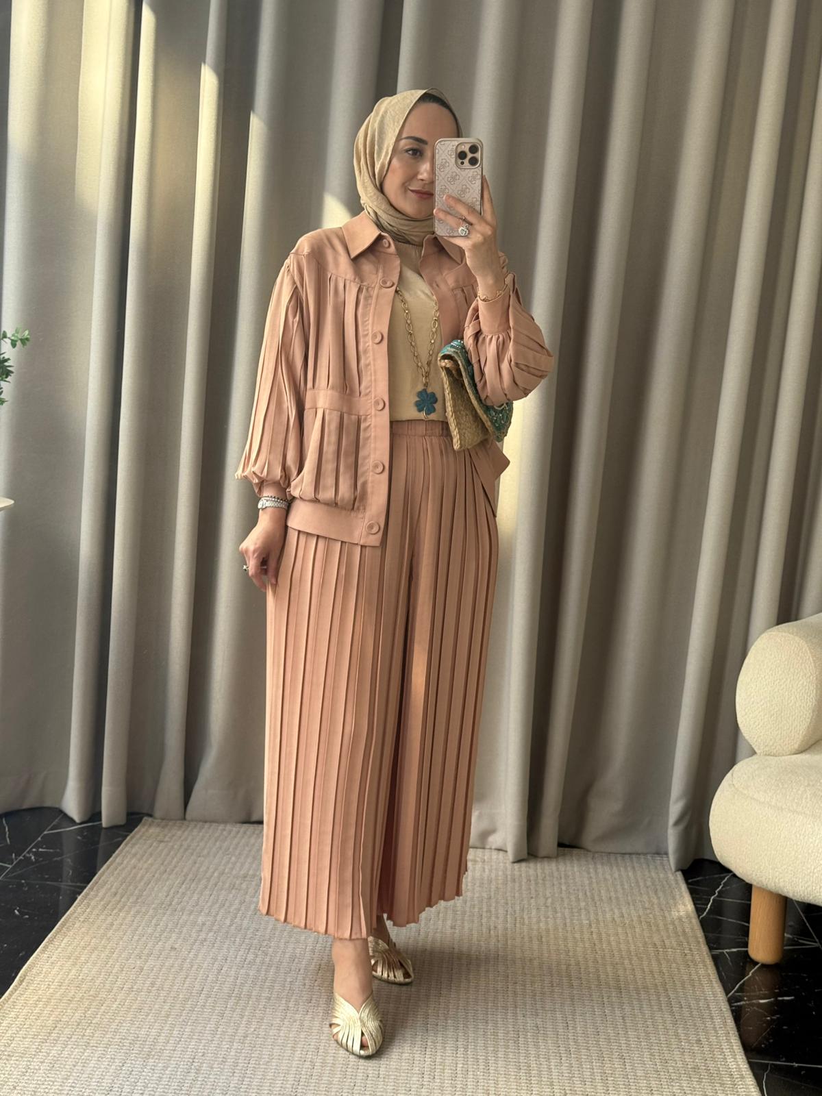 Kahma Pileli Pantolon Takımı