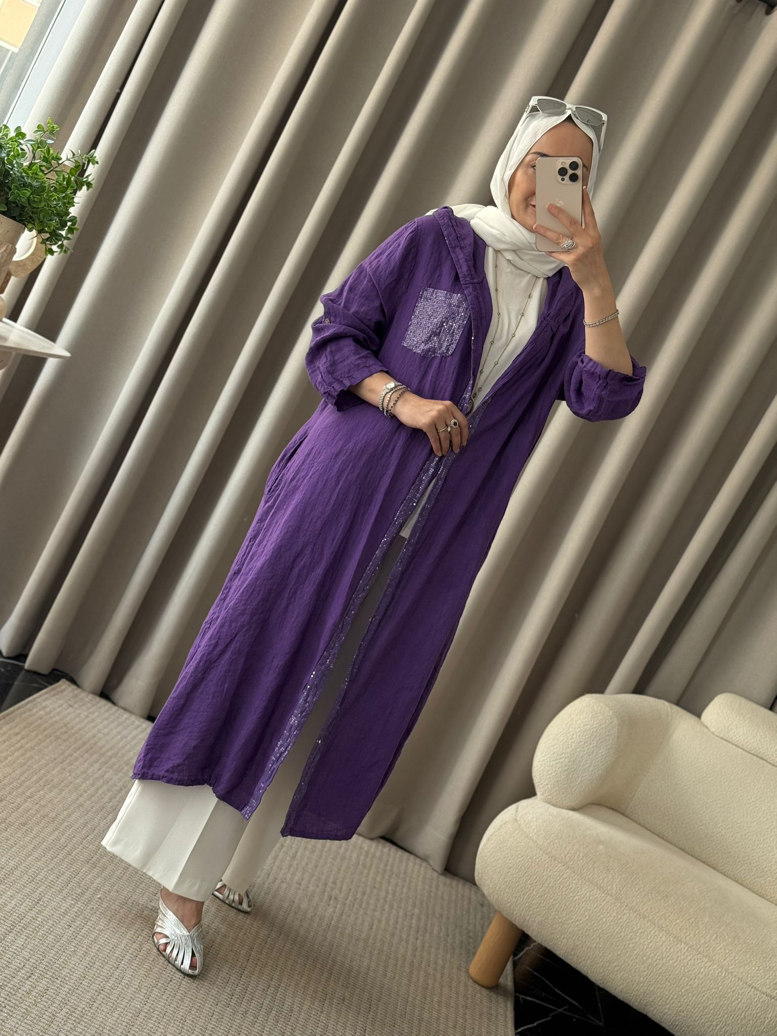 İthal Keten Kap - Mor