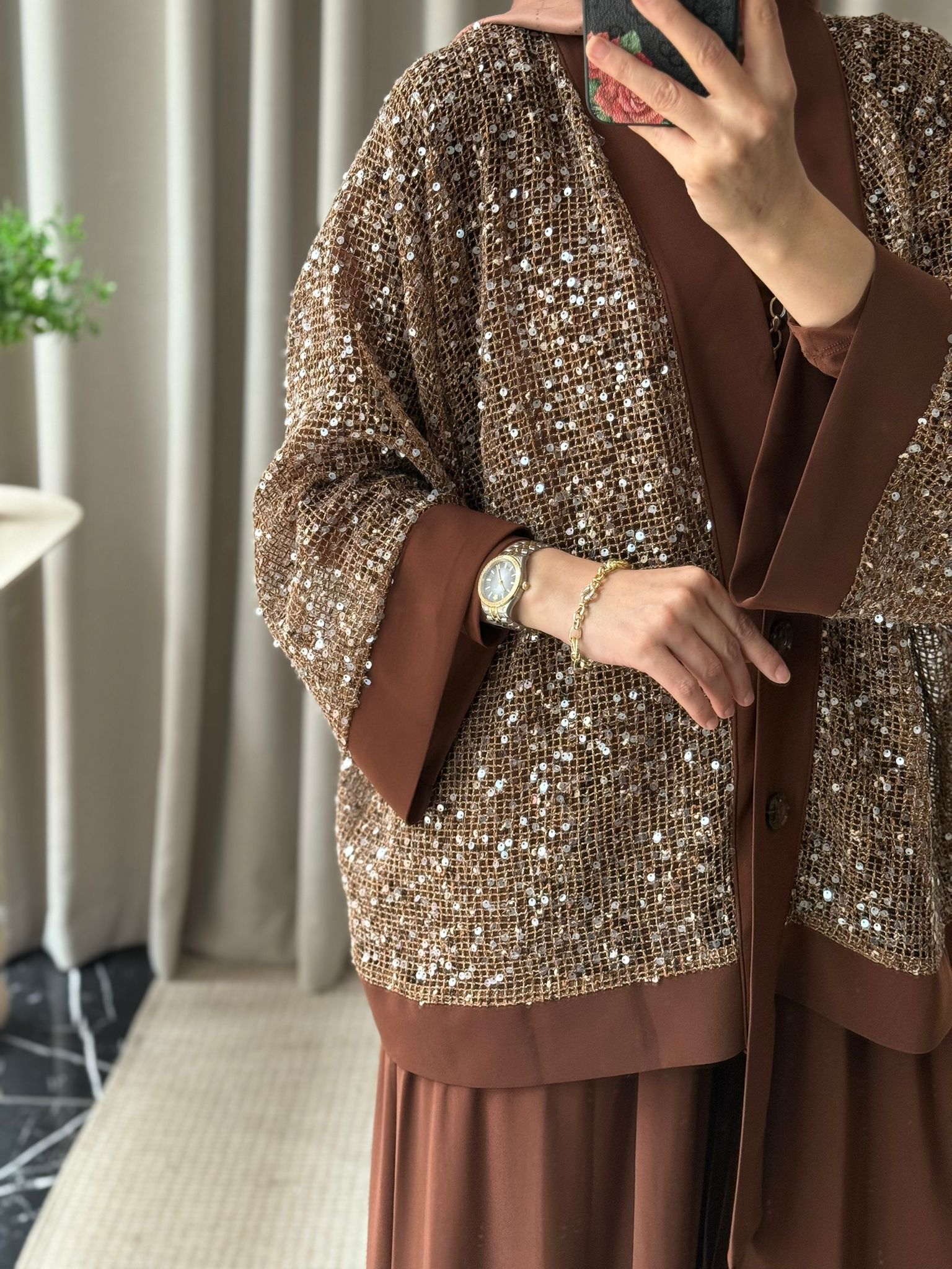 İthal Üçlü Takım - Kahverengi