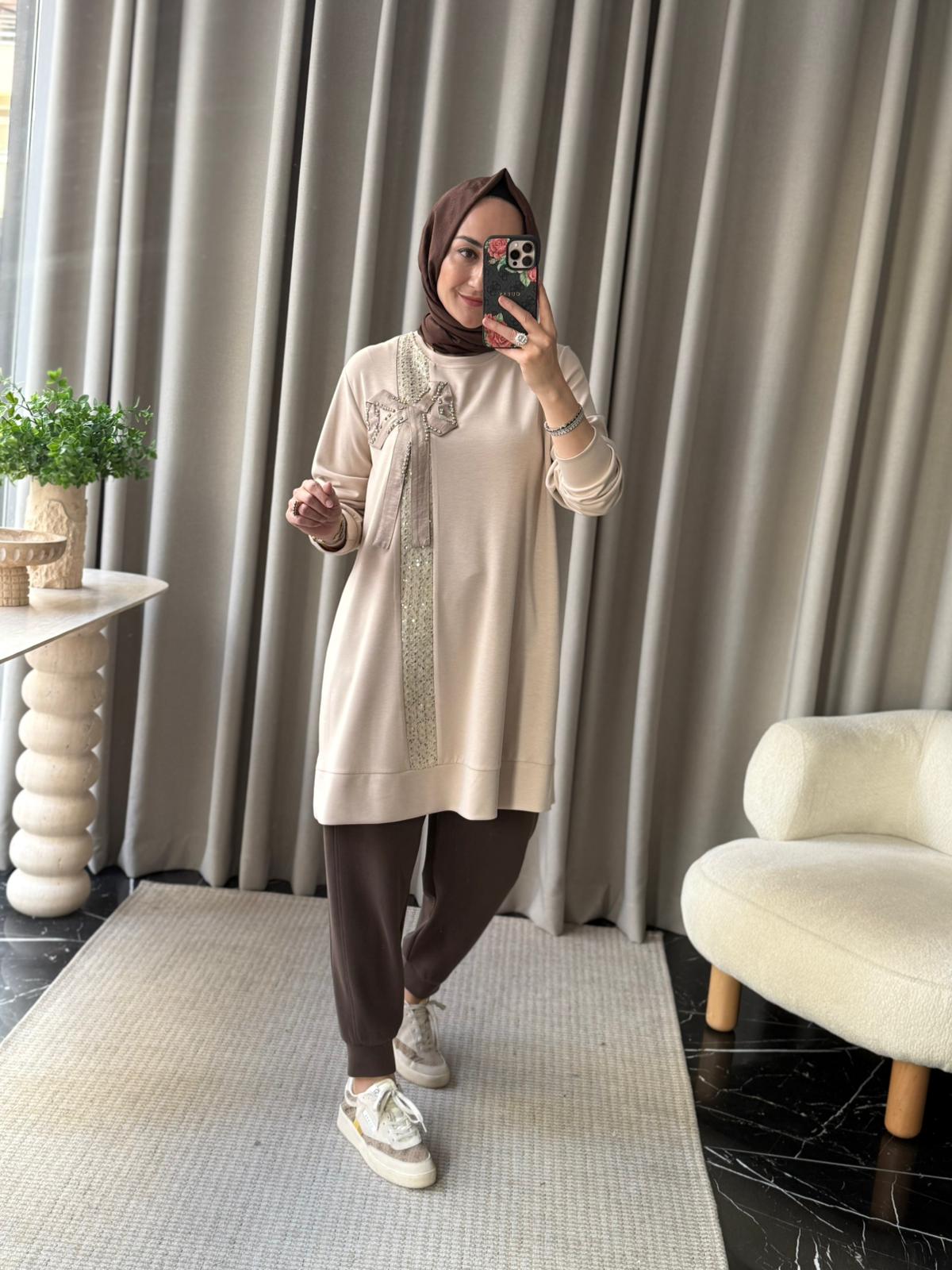 Fuat Gürşen Fiyonk Detay Tunik - Bej