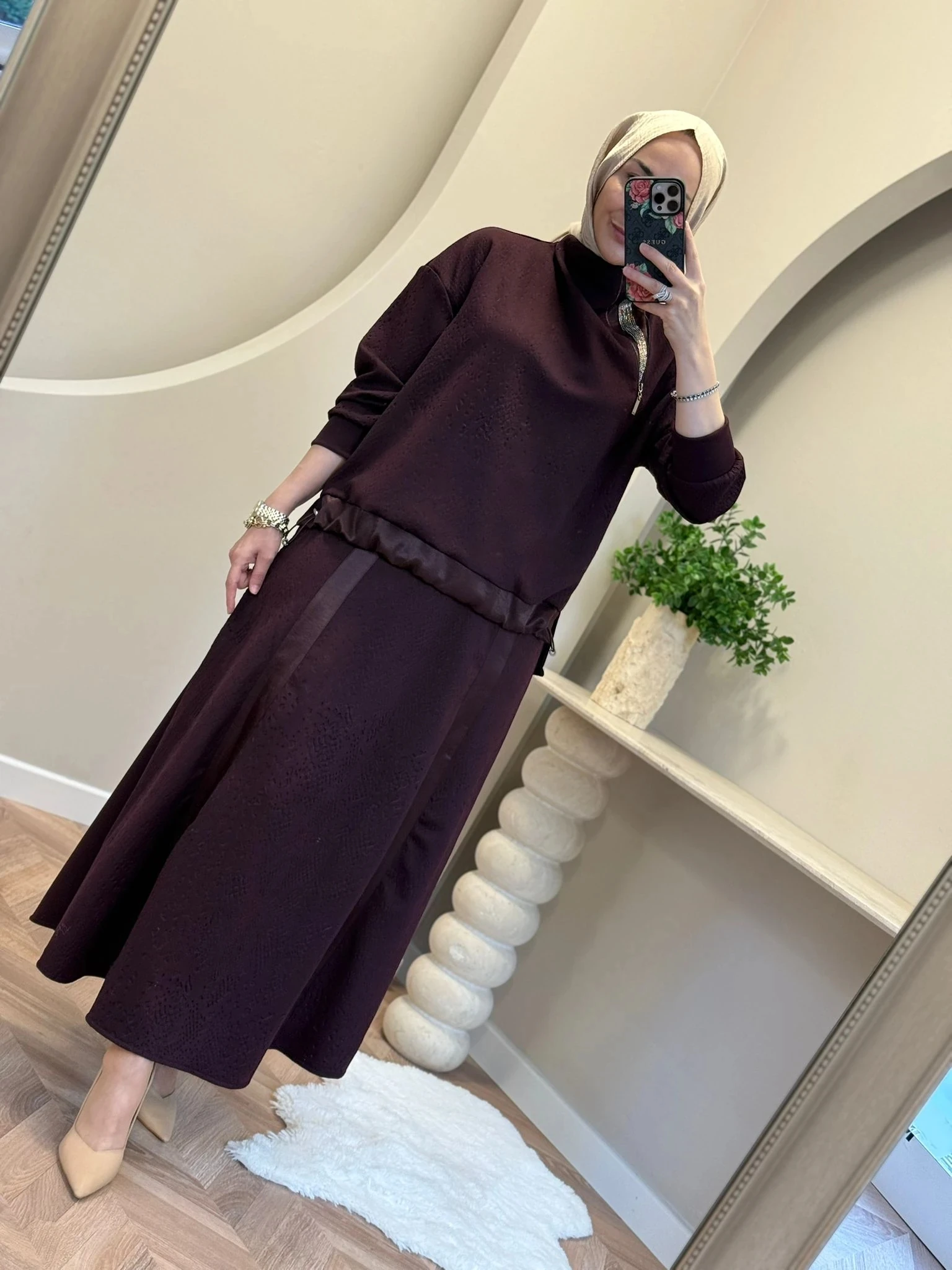 Lissmore Kabartma Desen Takım - Bordo