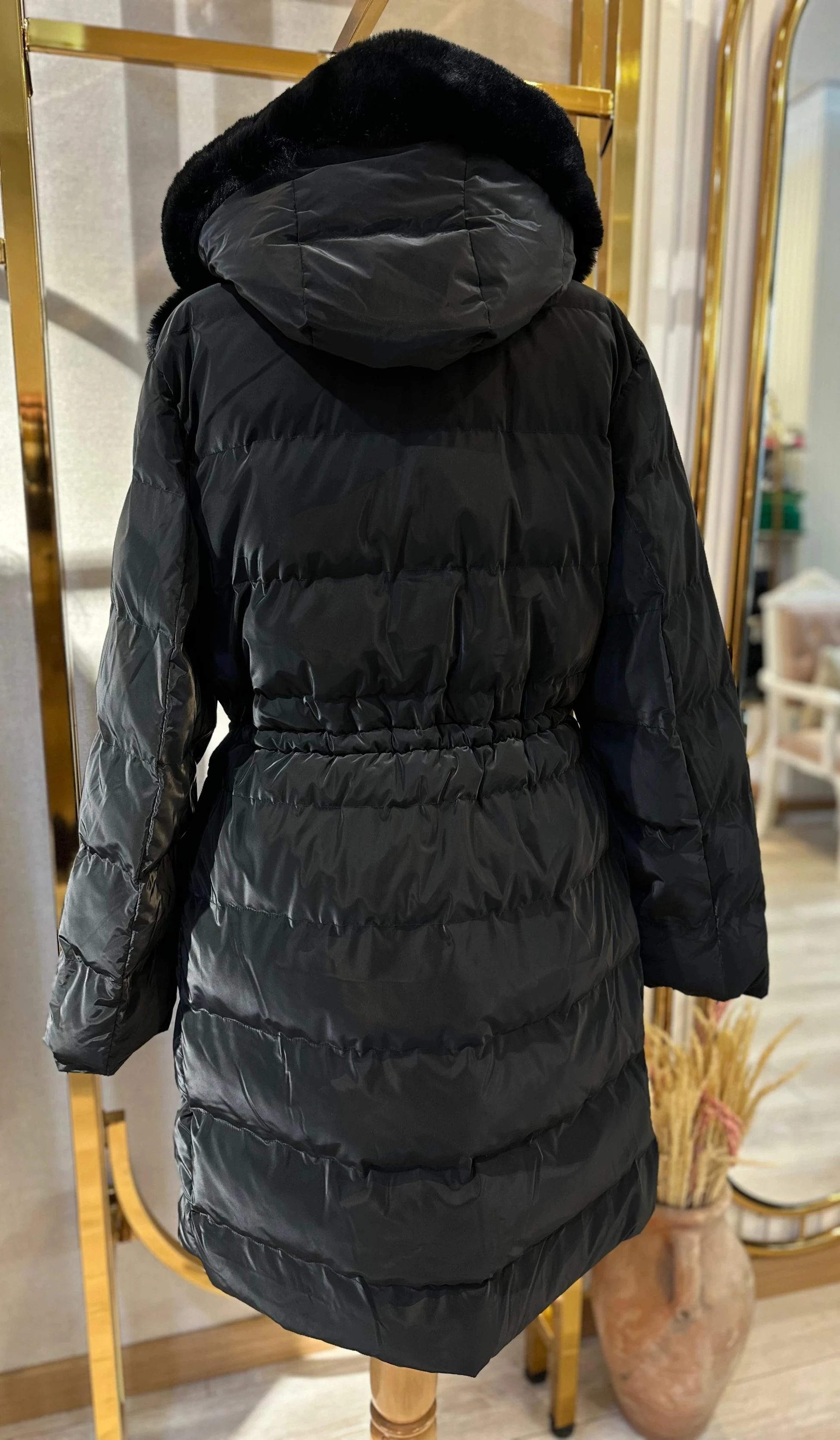 Mutlu Ertan Peluş Kombinli Mont - Siyah