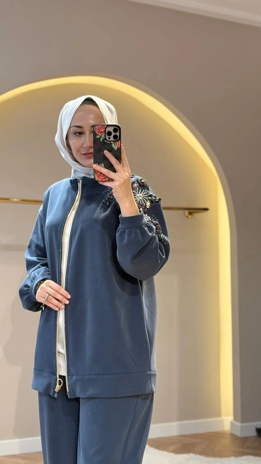 Ghisa Tek Omuz İşlemeli Pantolon Takım - Petrol