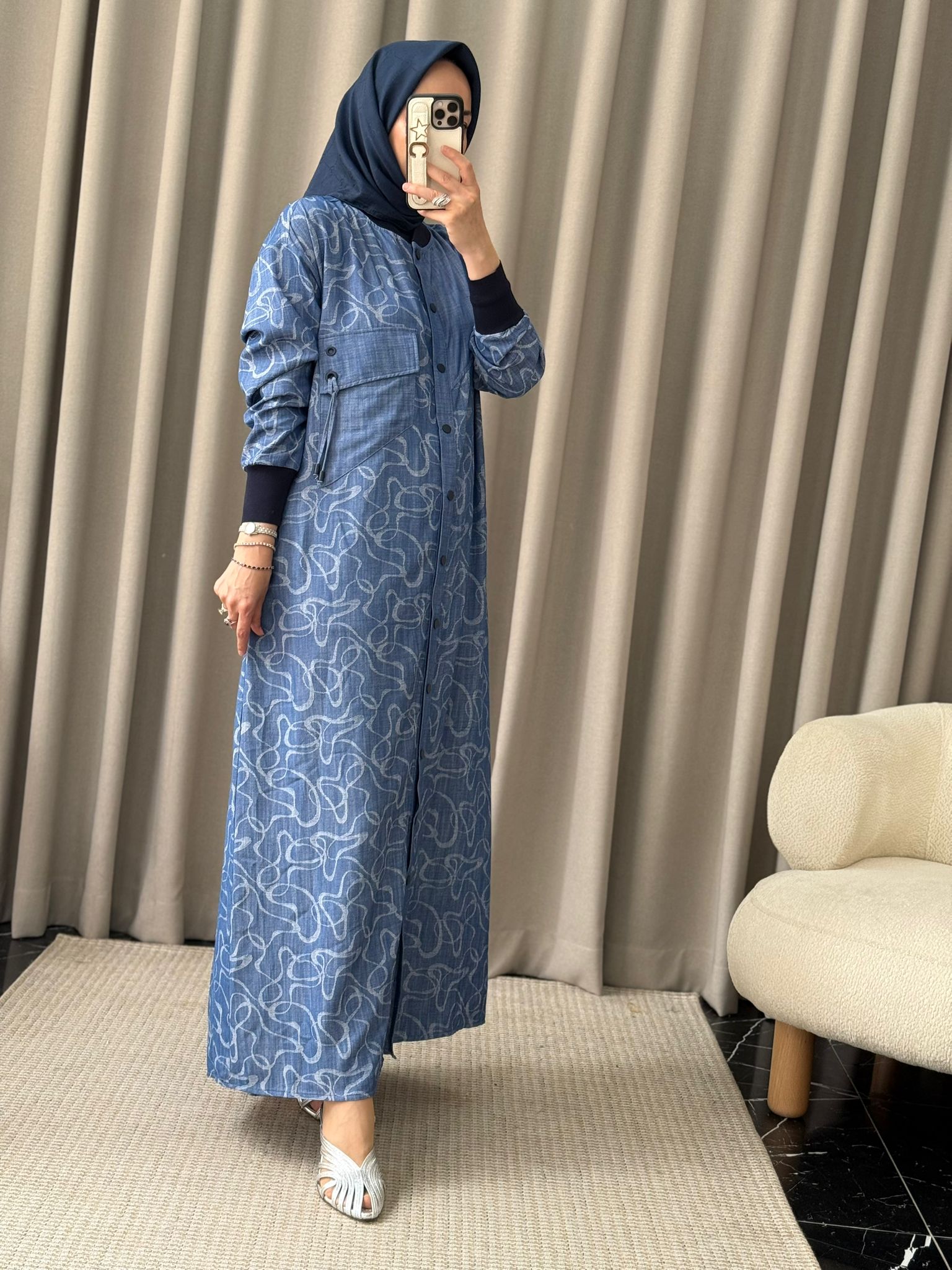 Tığ Triko Desenli Kap - İndigo