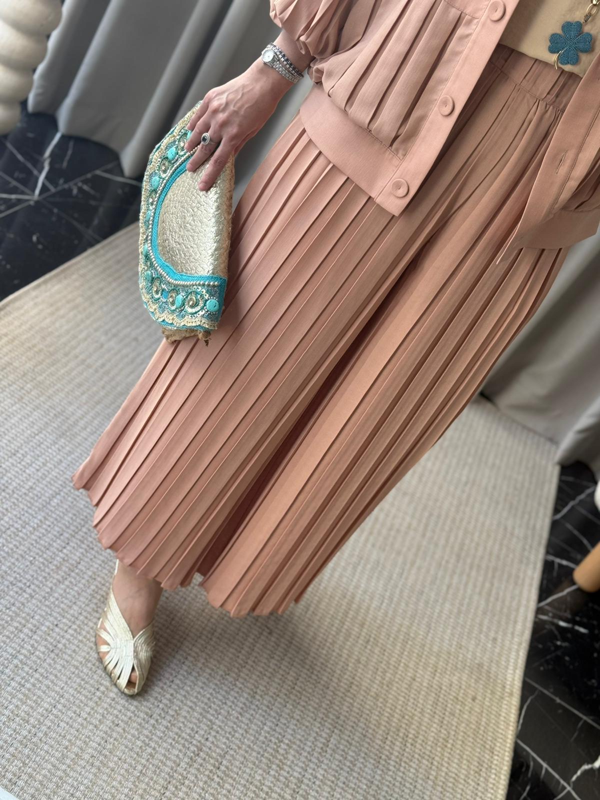 Kahma Pileli Pantolon Takımı