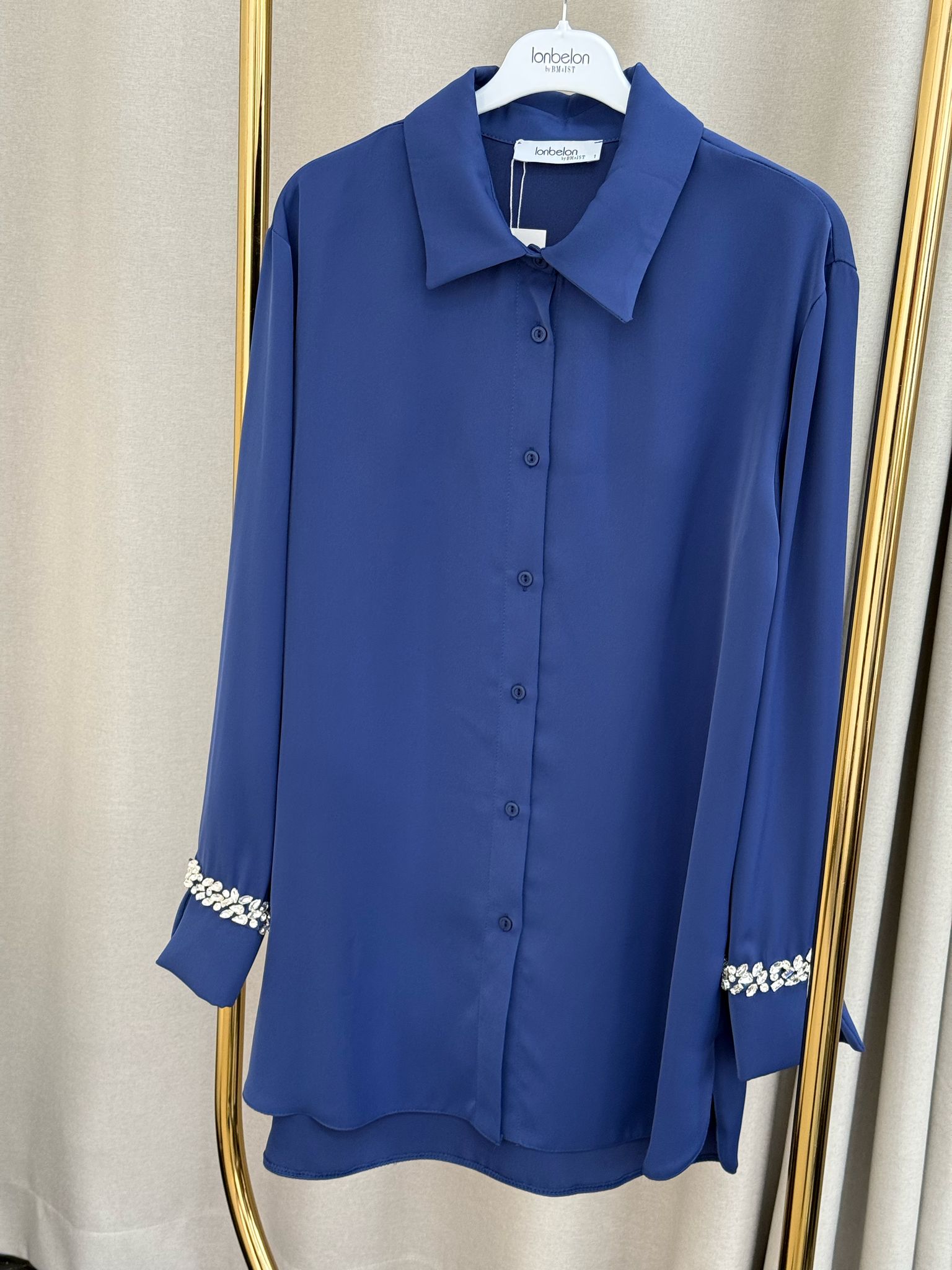 Bm Taş Detay Gömlek - İndigo