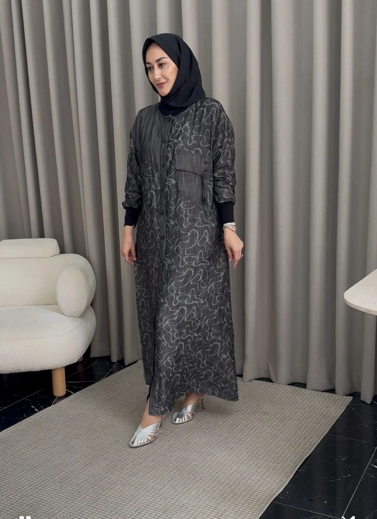 Tığ Triko Desenli Kap - Siyah