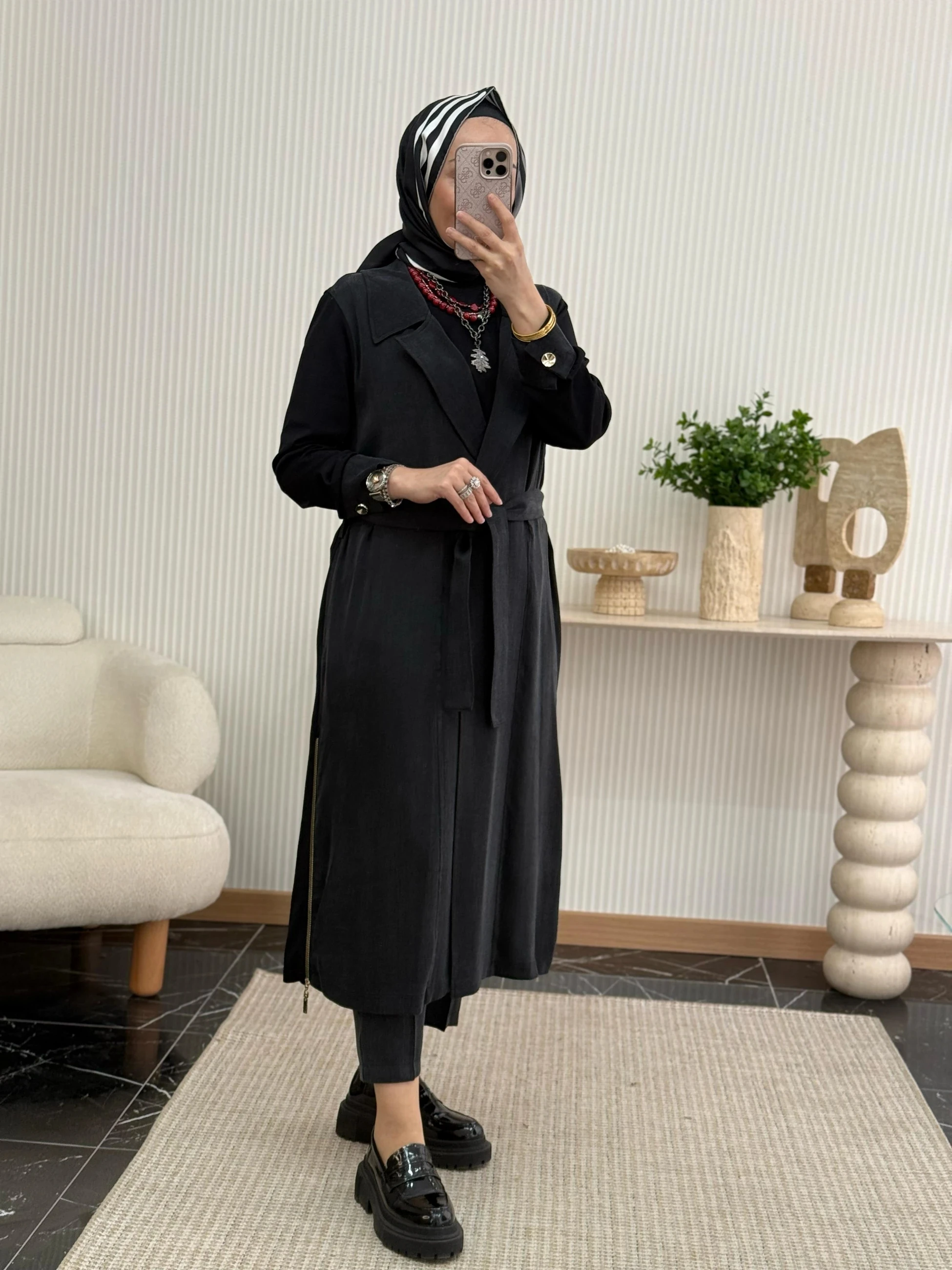 Tığ Triko Kap - Siyah