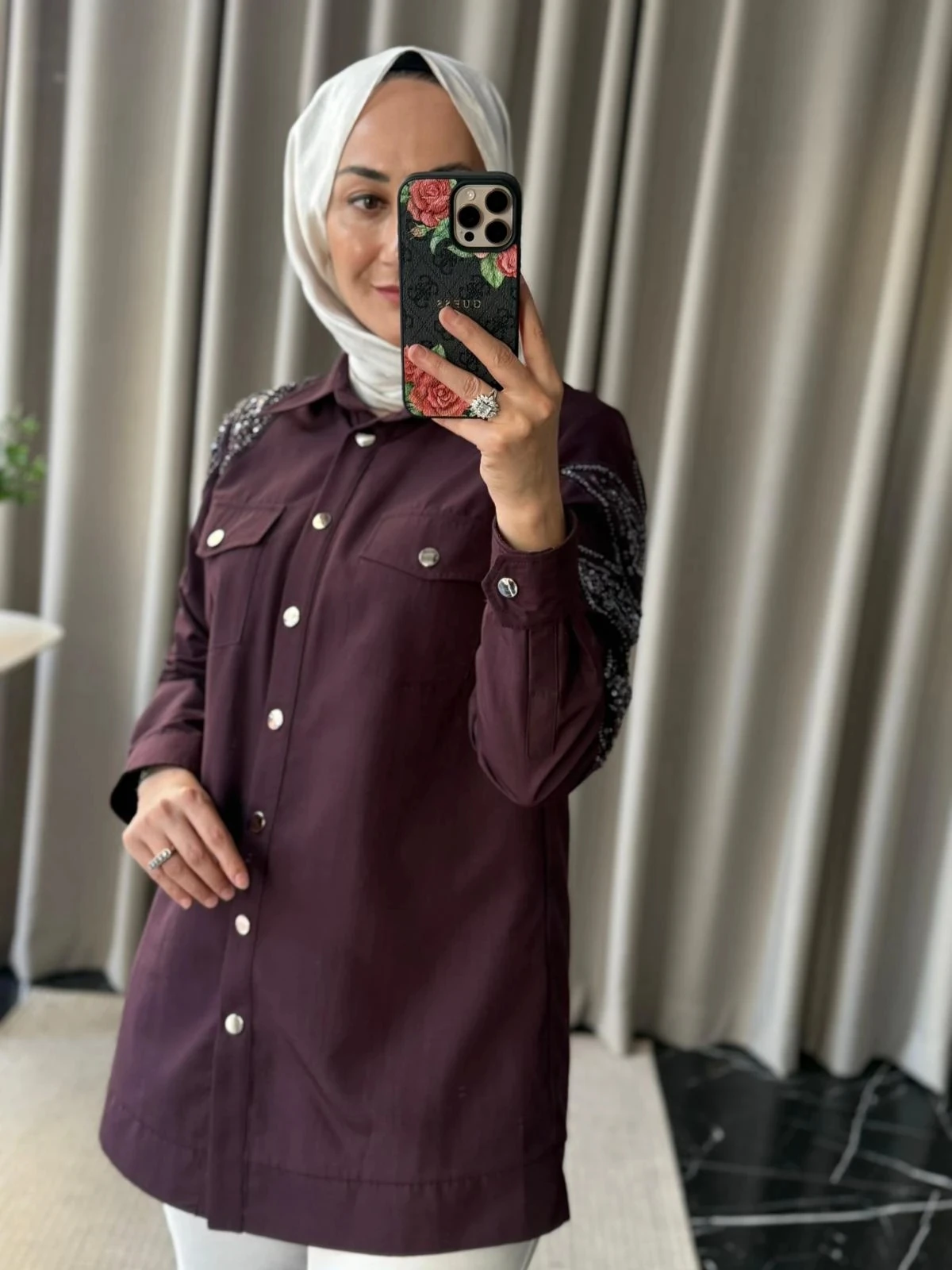 Fuat Gürşen Omuz Detay Kap  - Mürdüm